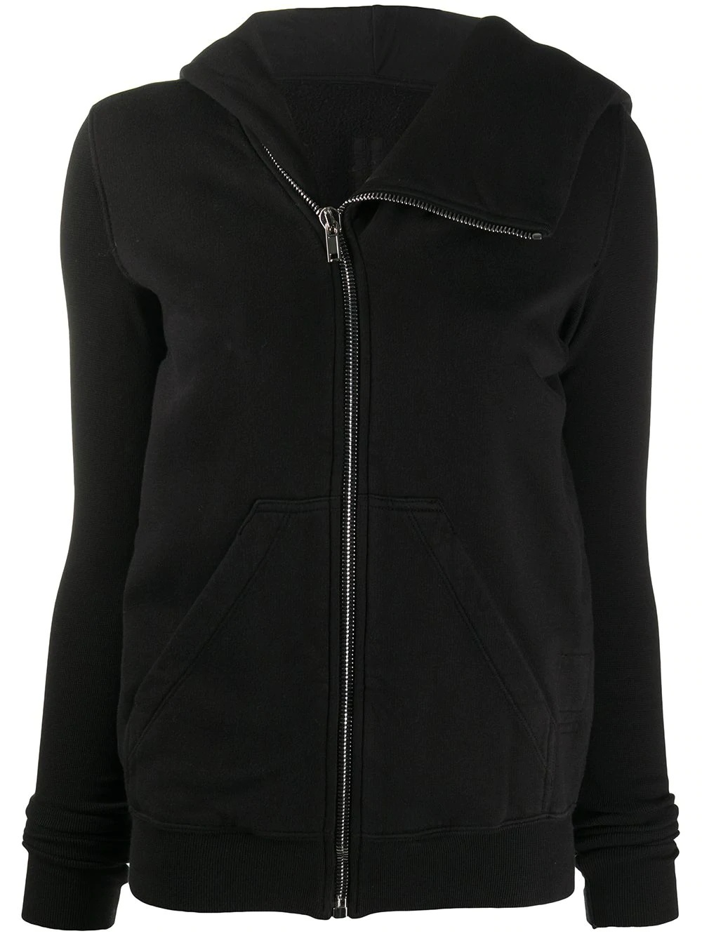 asymmetric collar zip-up hoodie - 1