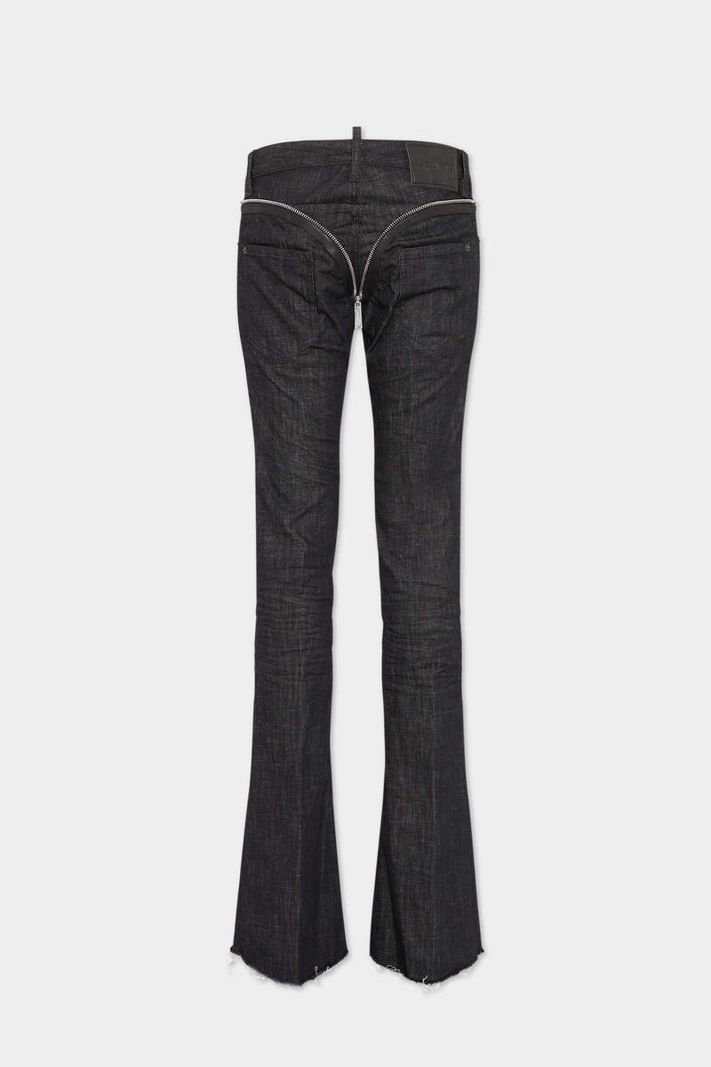 BLACK RINSE WASH SHARPEI FLARED BOOTCUT JEANS - 2
