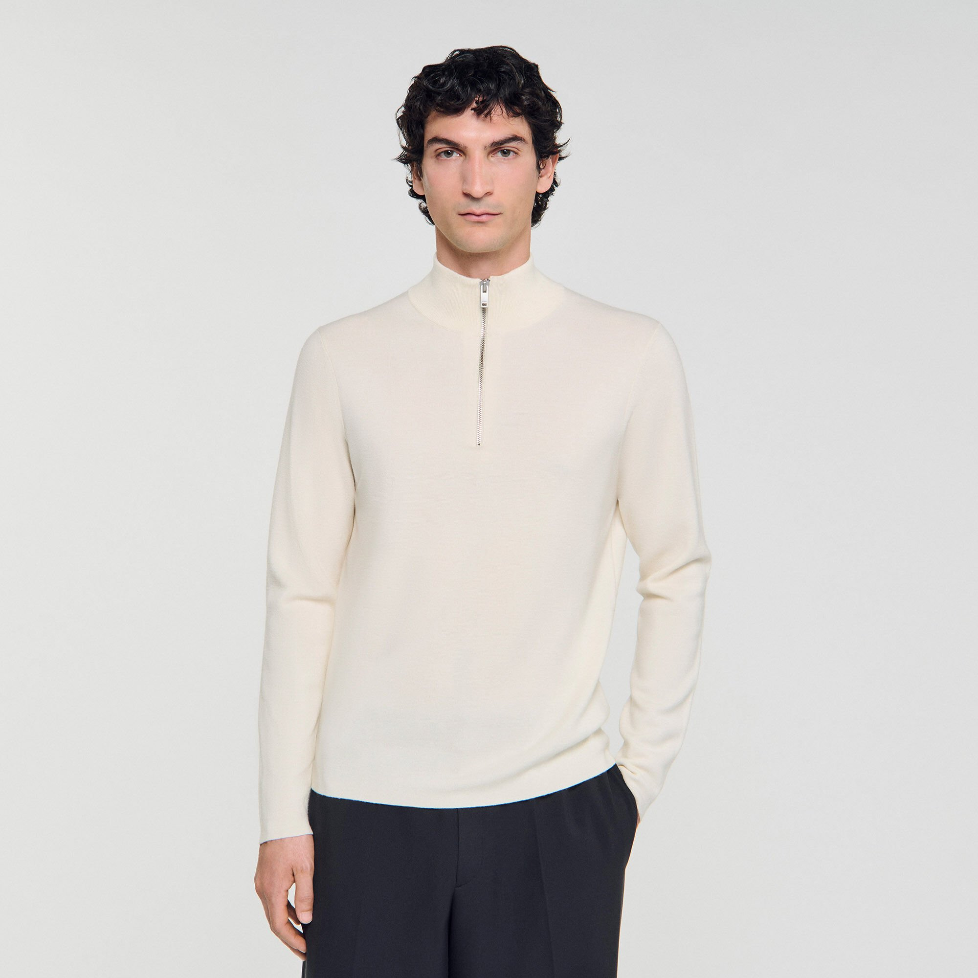 WOOL SWEATER WITH ZIPPED COLLAR - 4
