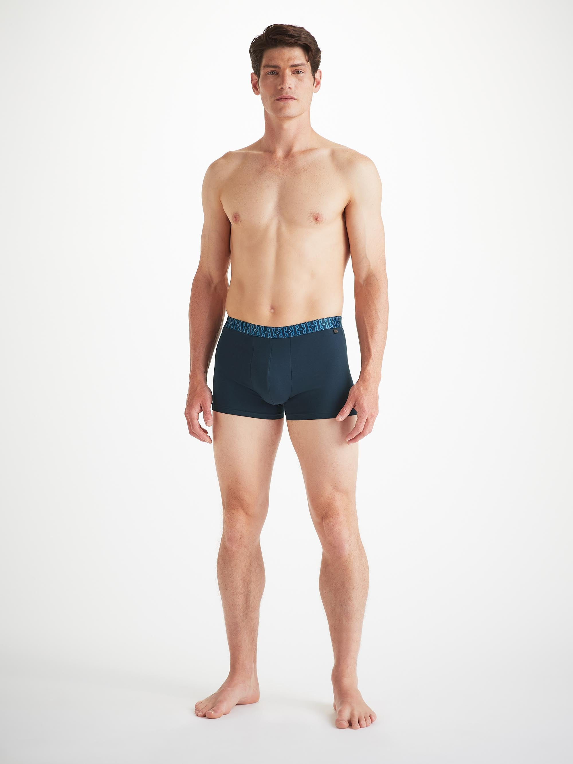 Men's Boxer Briefs Pima Cotton Stretch Navy Rope Print - 5