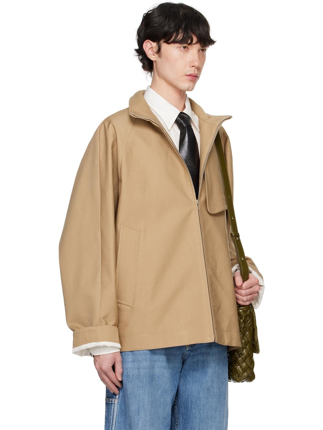 Beige Heavy Cotton Gabardine Jacket - 2