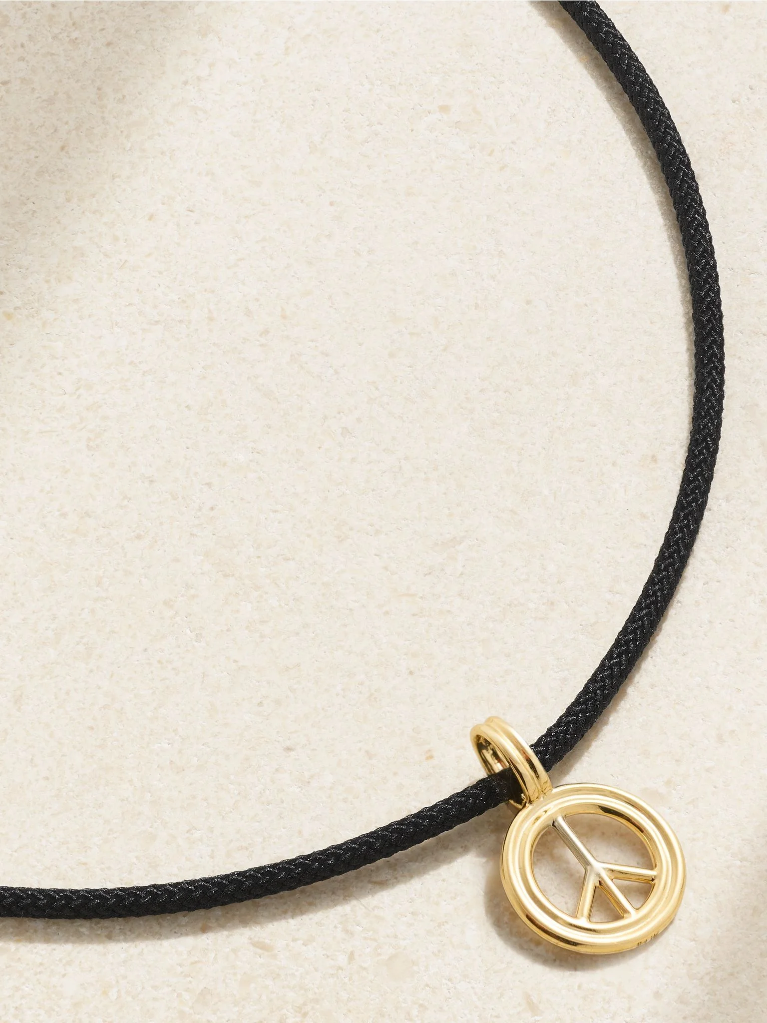 Large Peace 14-karat gold and cord choker Black - 1