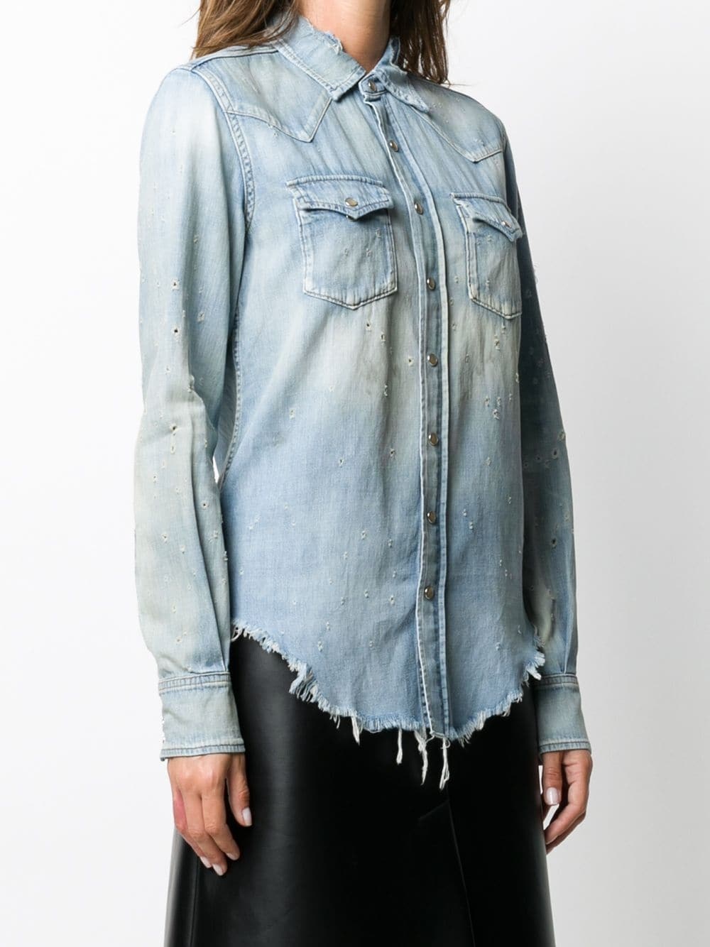 distressed denim shirt - 3