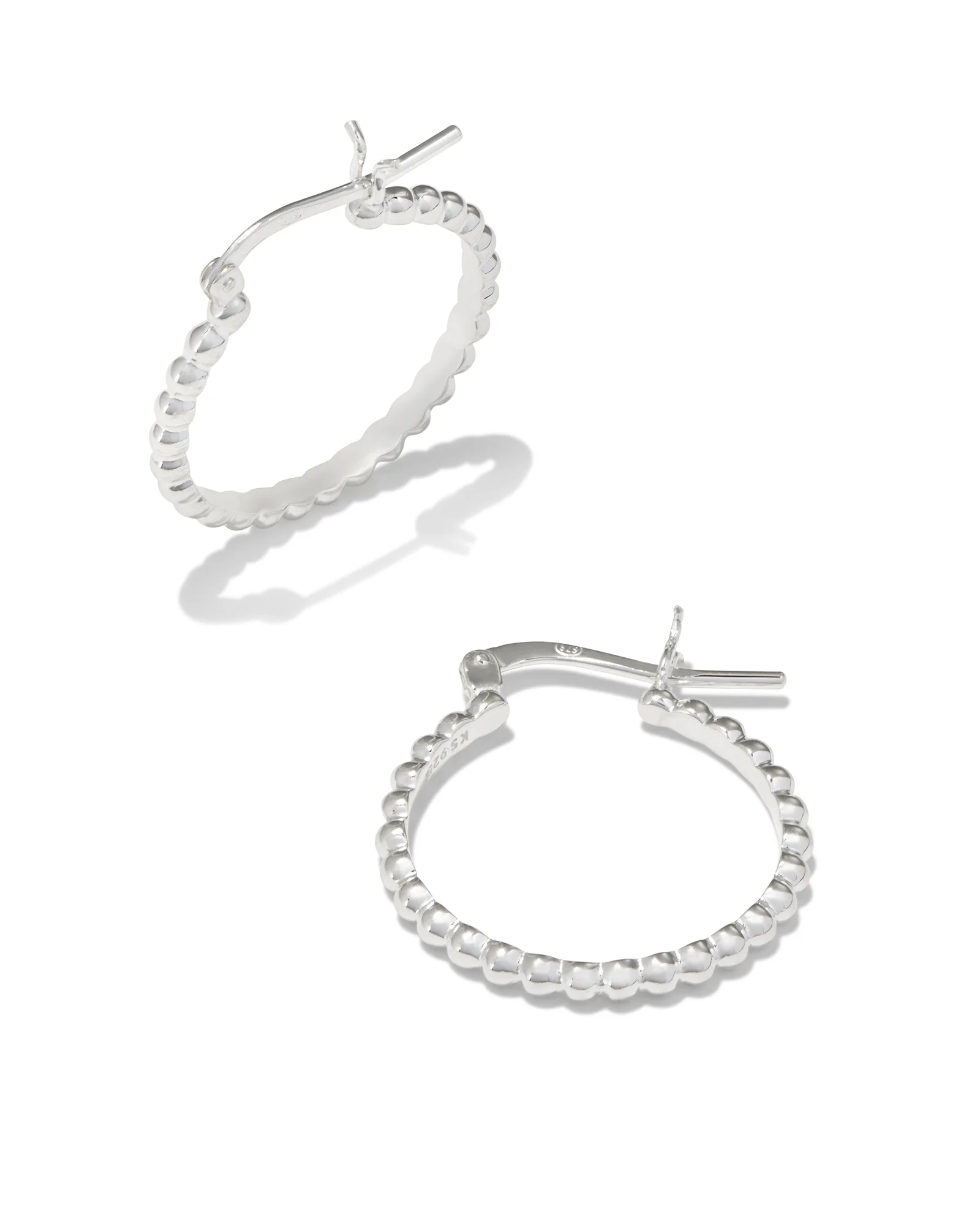 Beaded 20mm Hoop Earrings in Sterling Silver - 1
