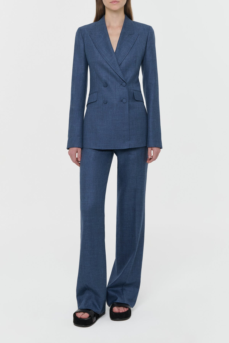 GABRIELA HEARST Angela Blazer in Denim Virgin Wool Silk with Linen outlook