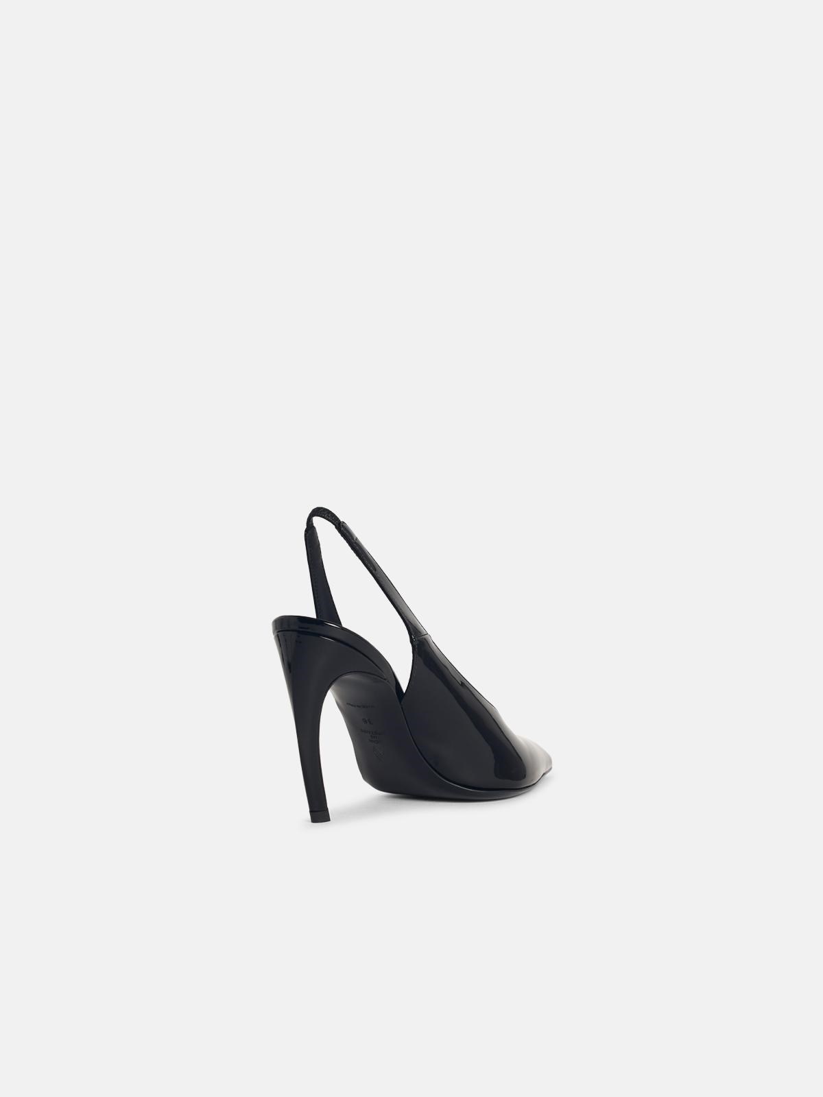 SLINGBACK 'VIPER' IN BLACK SYNTHETIC PAINT - 3