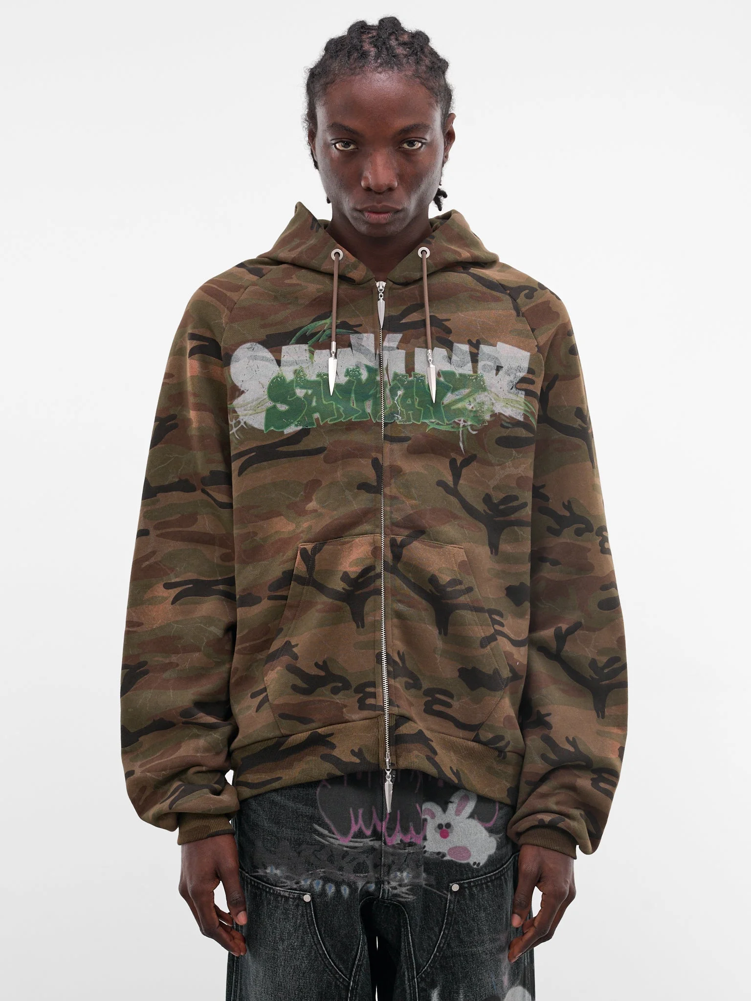 Camo Graffiti Zip Hoodie - 1