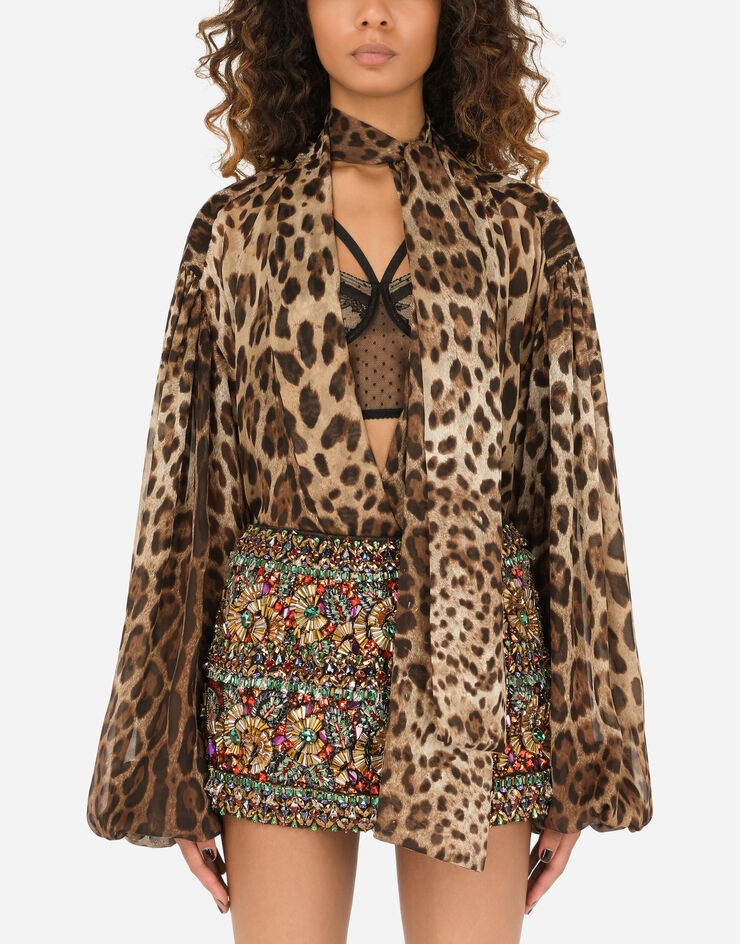 Leopard-print chiffon shirt - 1