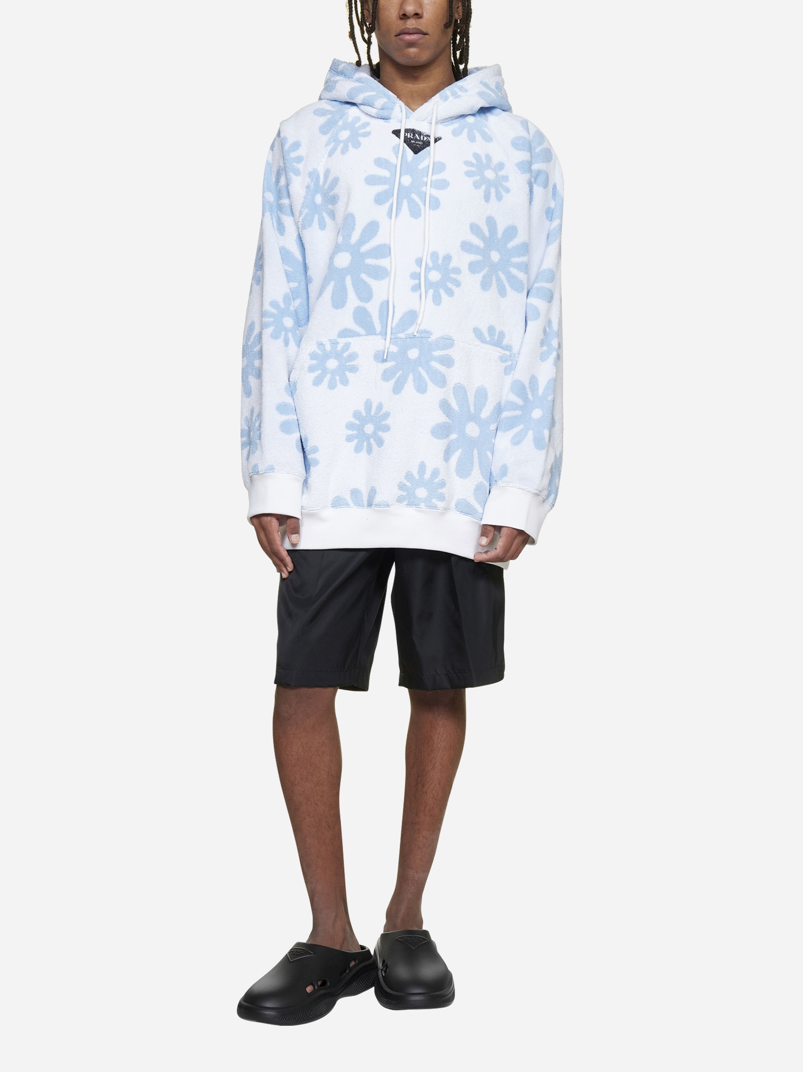 ★ PRENDA★ PRDA BIG PATCH SPRAY HOODIE GRAY PRTVSSHD09WC4 Prada logo-embroidered Knitted Hoodie | Black | FARFETCH