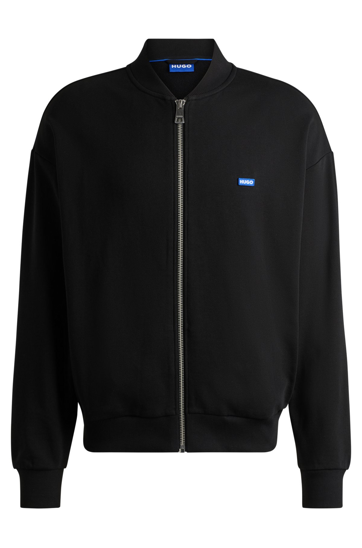 COTTON-TERRY ZIP-UP SWEATSHIRT WITH BLUE LOGO LABEL - 1