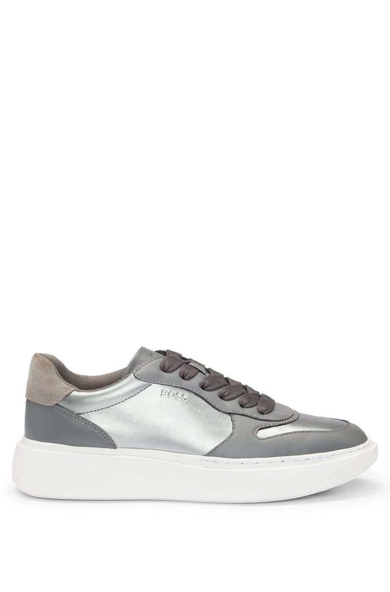 FAUX-LEATHER TRAINERS WITH SILVER-TONE DETAILS 1