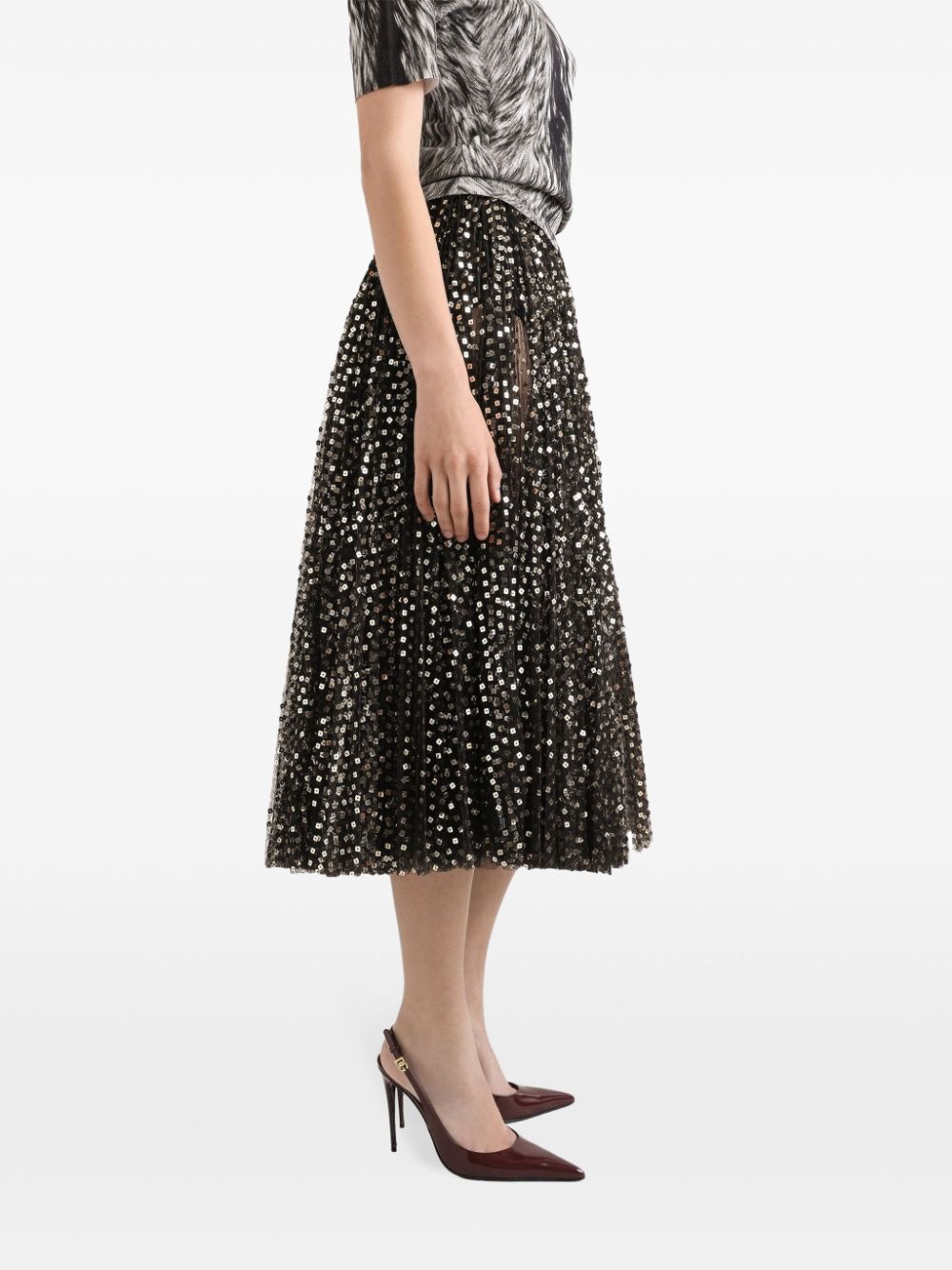 sequin-embellished skirt - 4