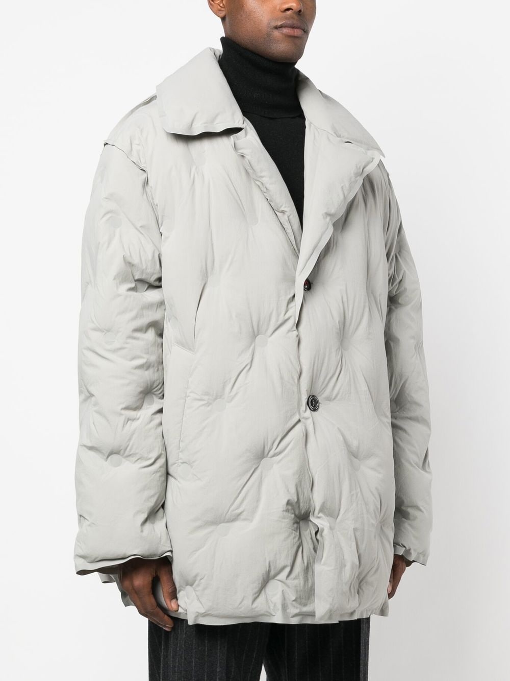 embossed-detail padded coat - 3