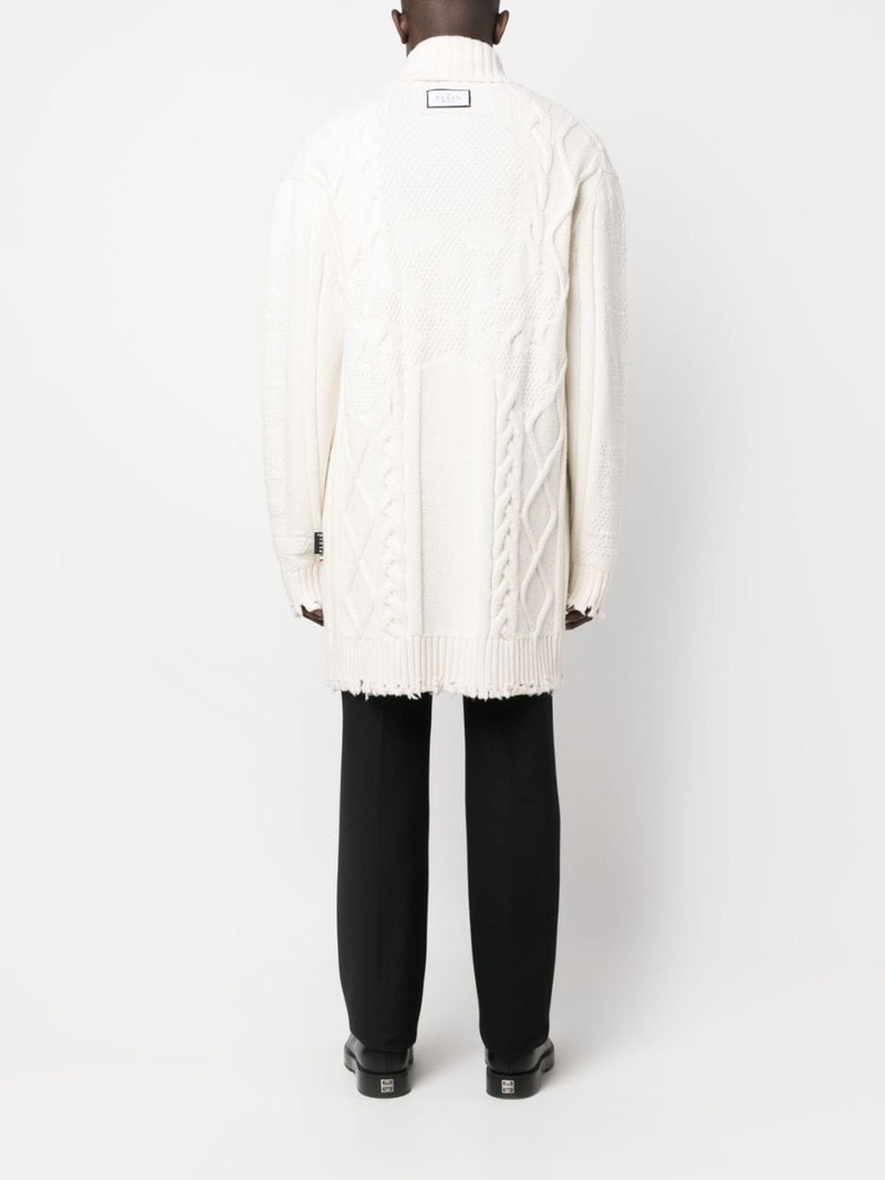 cable-knit distressed-finish cardigan 4