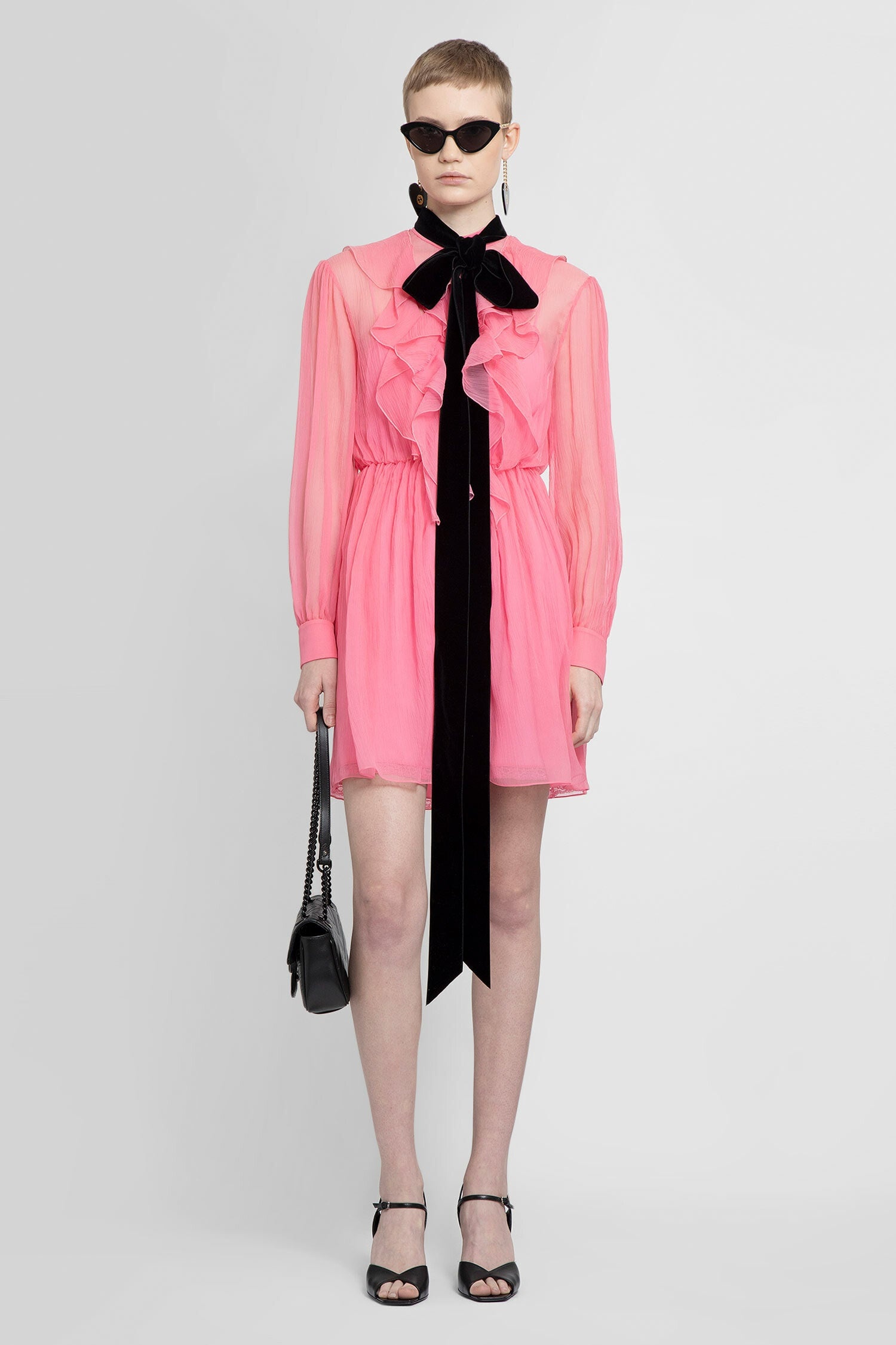 Gucci, Dresses, Gucci Pink Chiffon Ruffle Dress