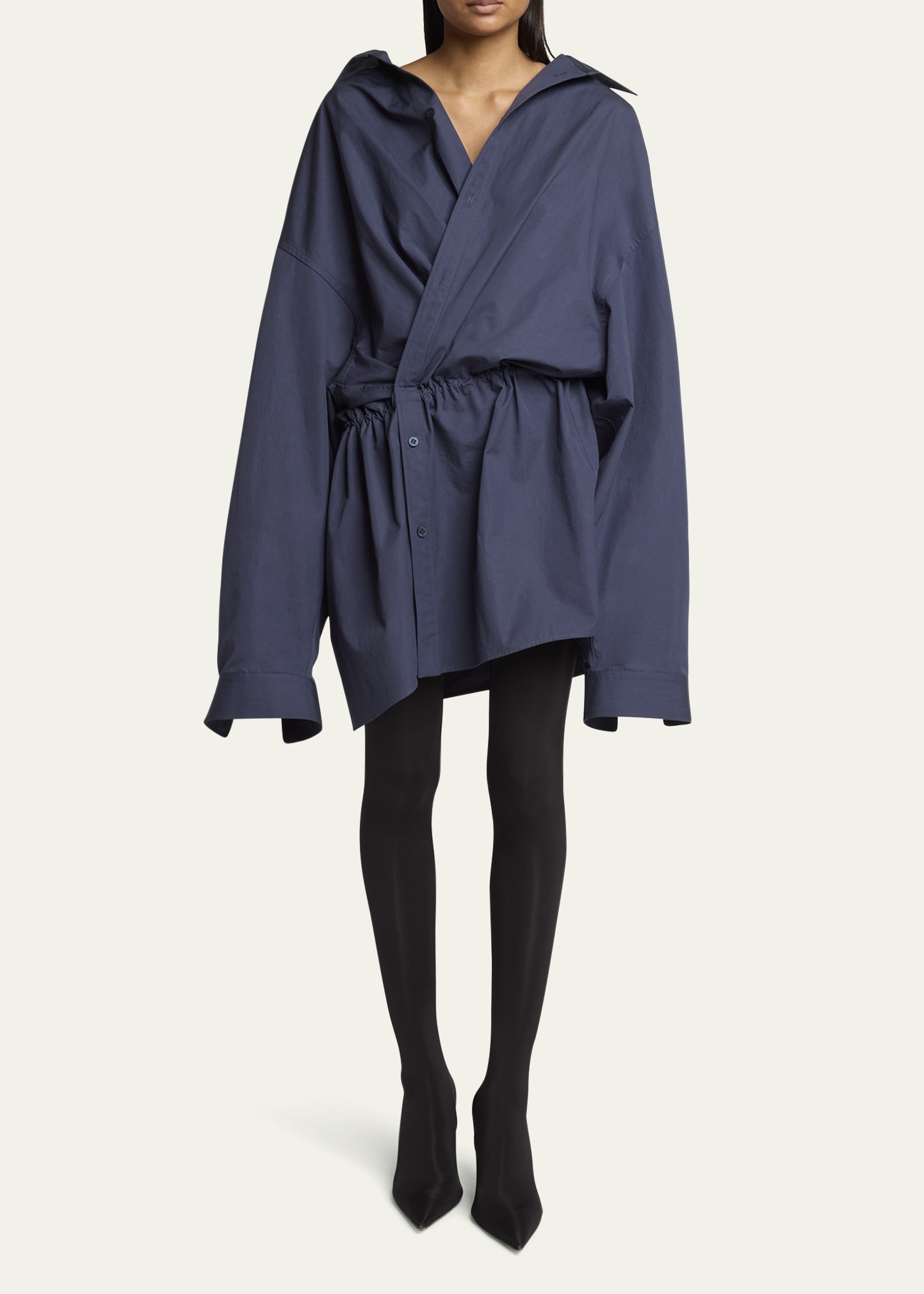 Mini Poplin Asymmetric Dress - 2