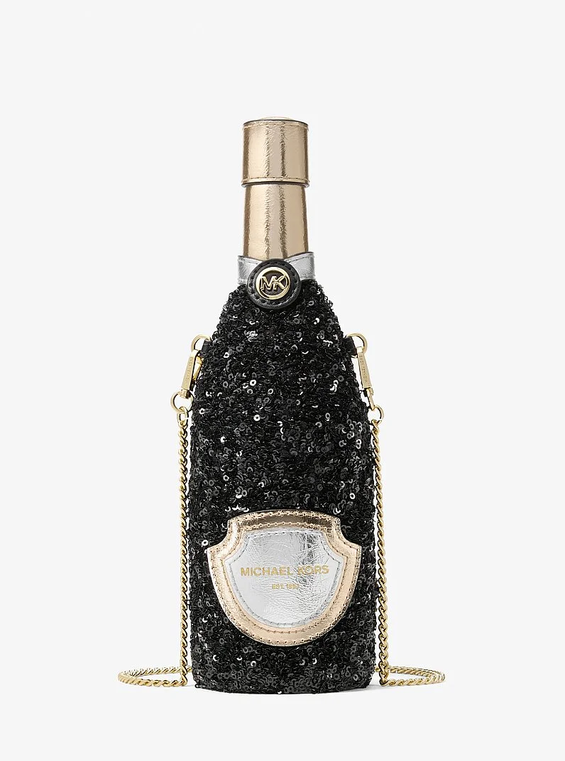 Sequined Champagne Small Crossbody Bag - 1