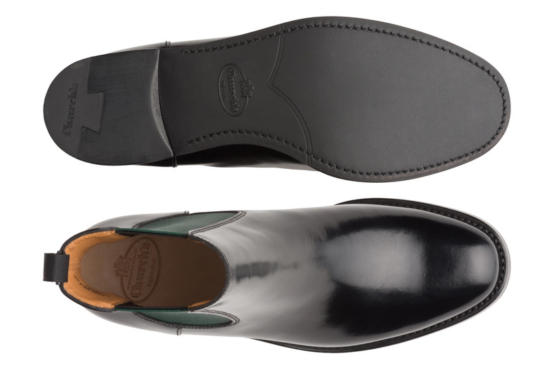 Monmouth 40
Polished Fumè Chelsea Boot Black/military green 3