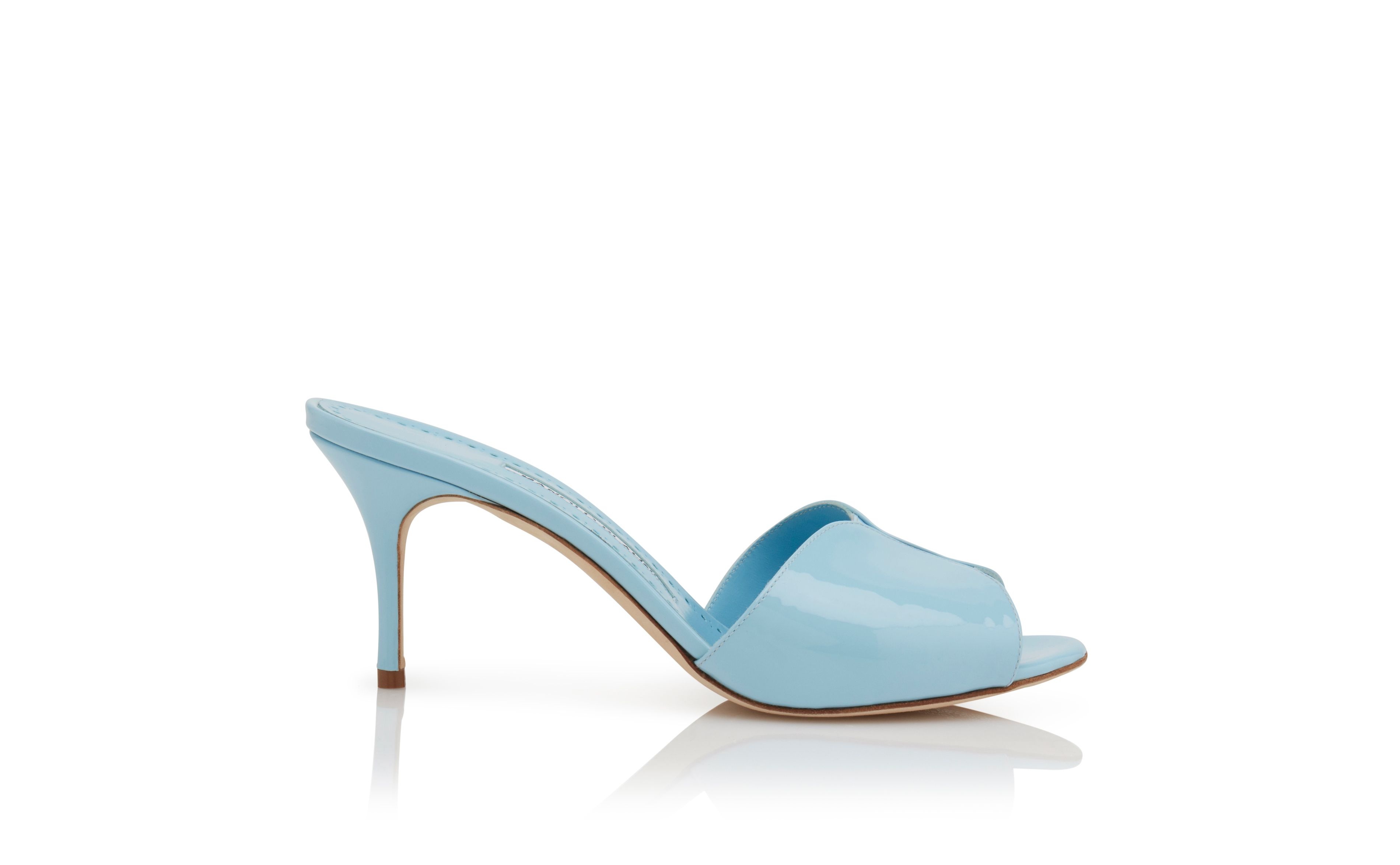 Light Blue Patent Leather Mules - 1