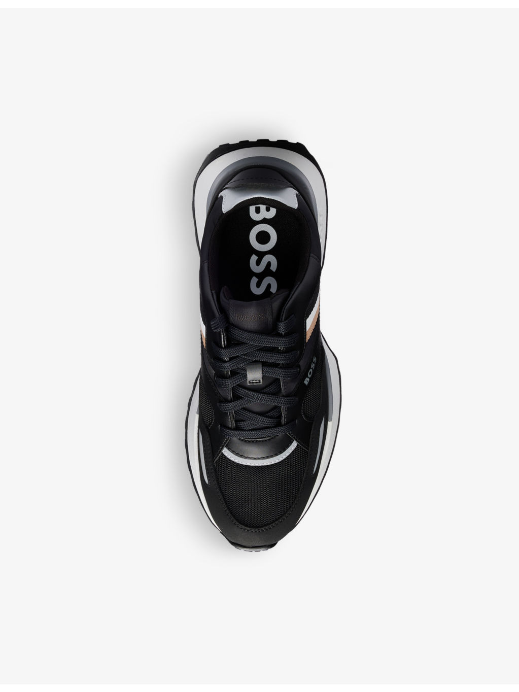 Brand-print mesh and faux-leather low-top trainers - 2