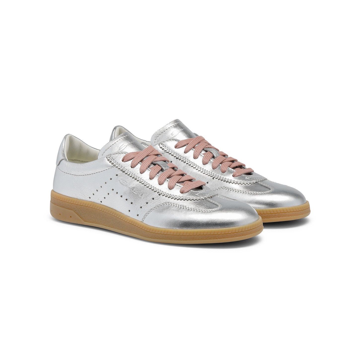 Women's silver laminated leather DBS Oly sneaker - 2