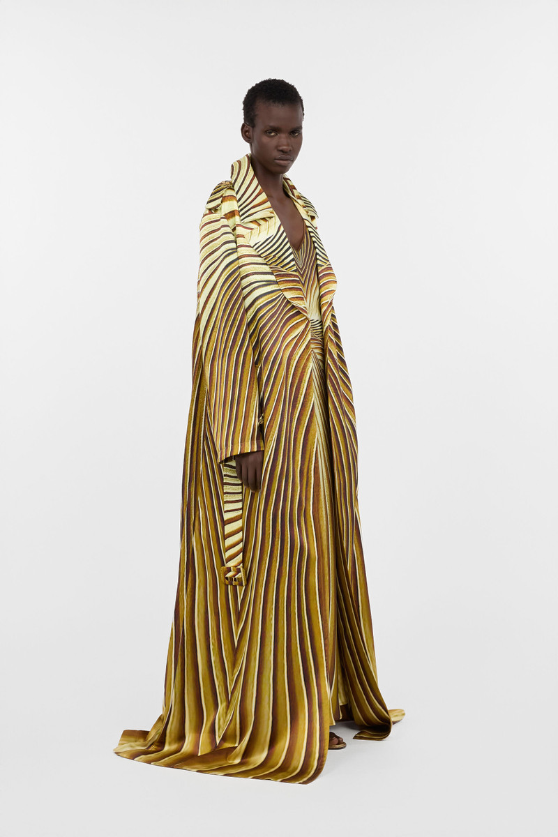 Silk trench coat with Ray Of Gold print 3