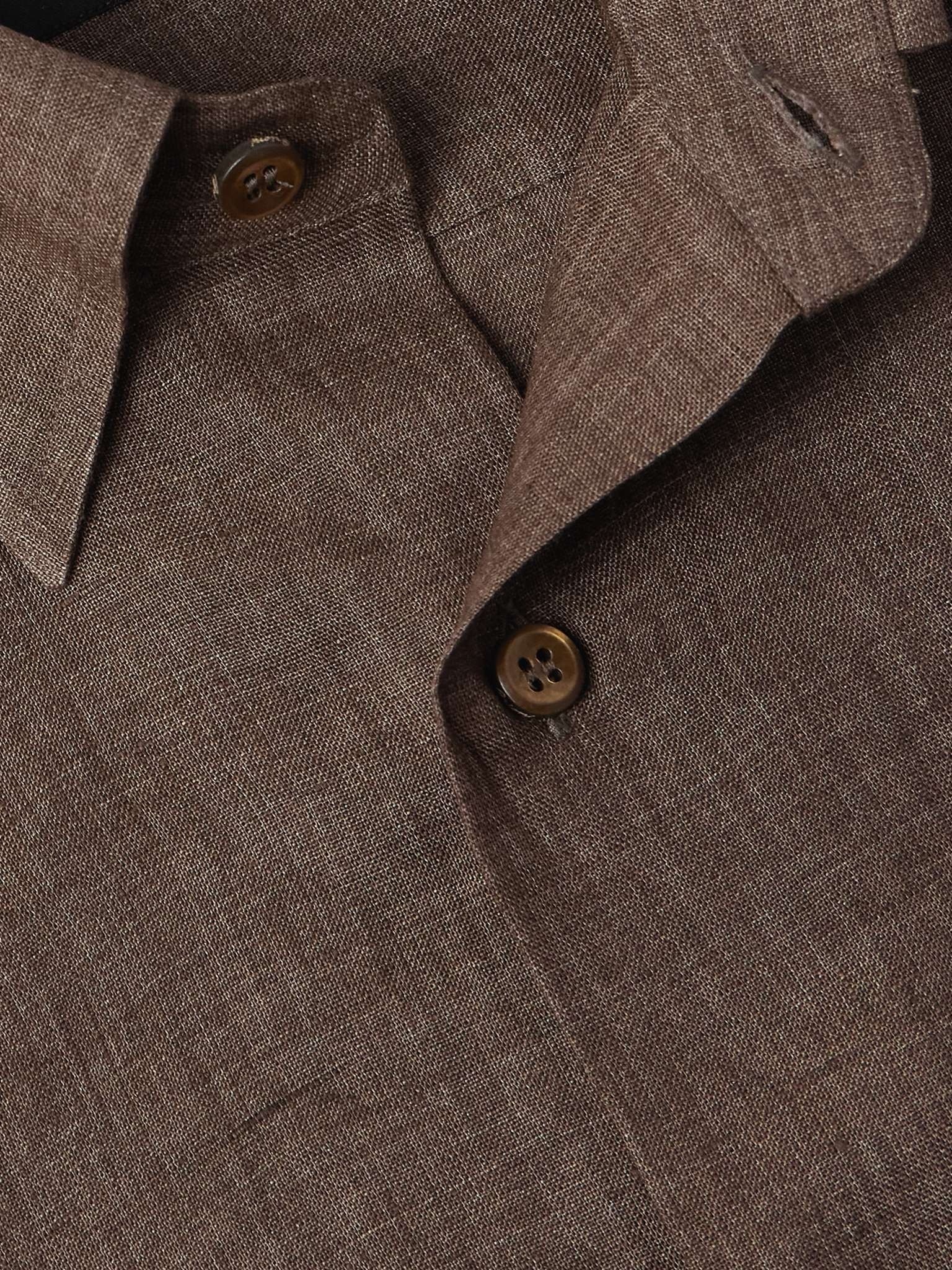 Button-Down Collar Linen Shirt - 5