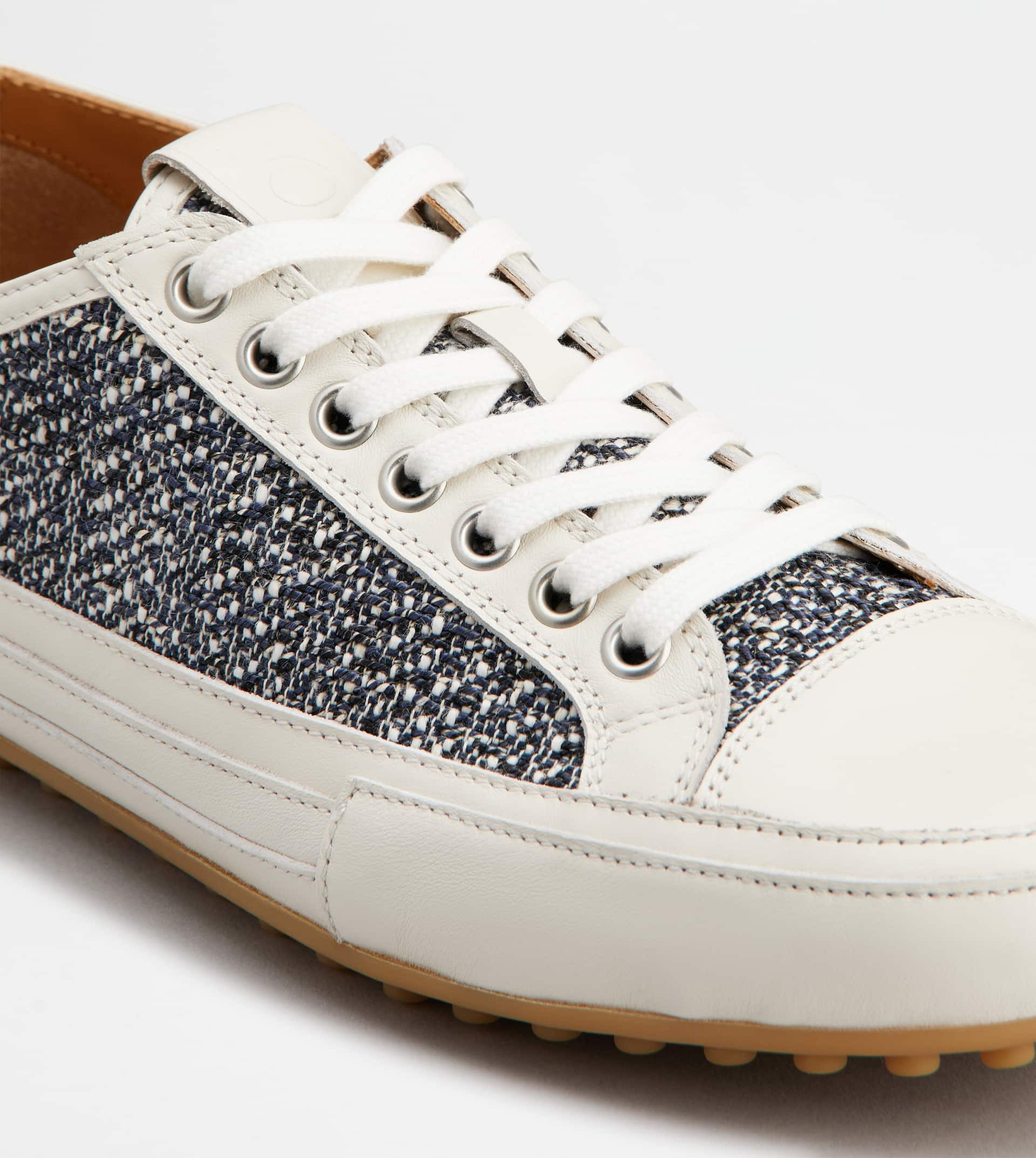 SNEAKERS IN FABRIC AND LEATHER - WHITE, BLACK - 5