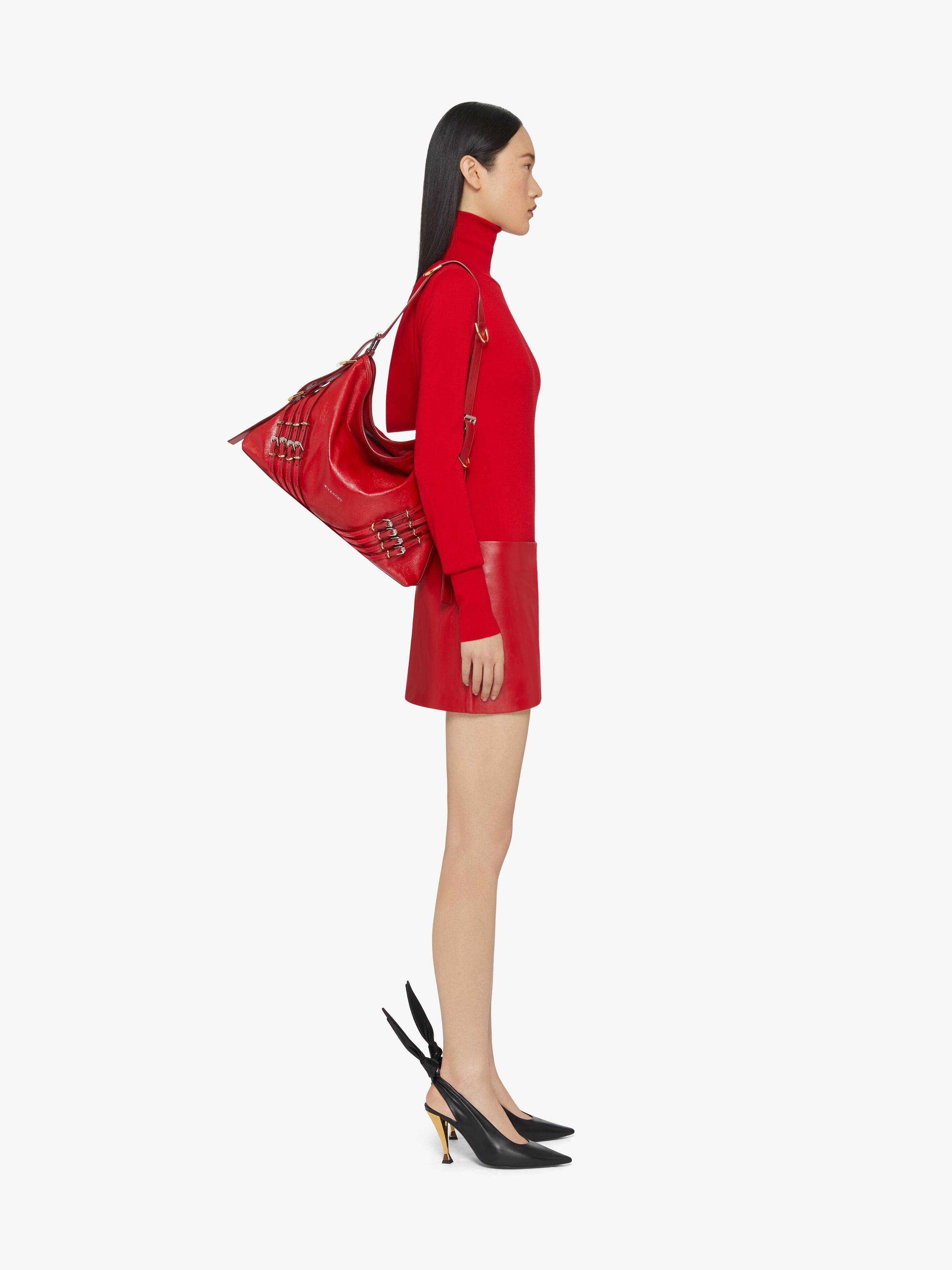 MEDIUM VOYOU BAG IN LEATHER WITH MULTI-BUCKLES - 2