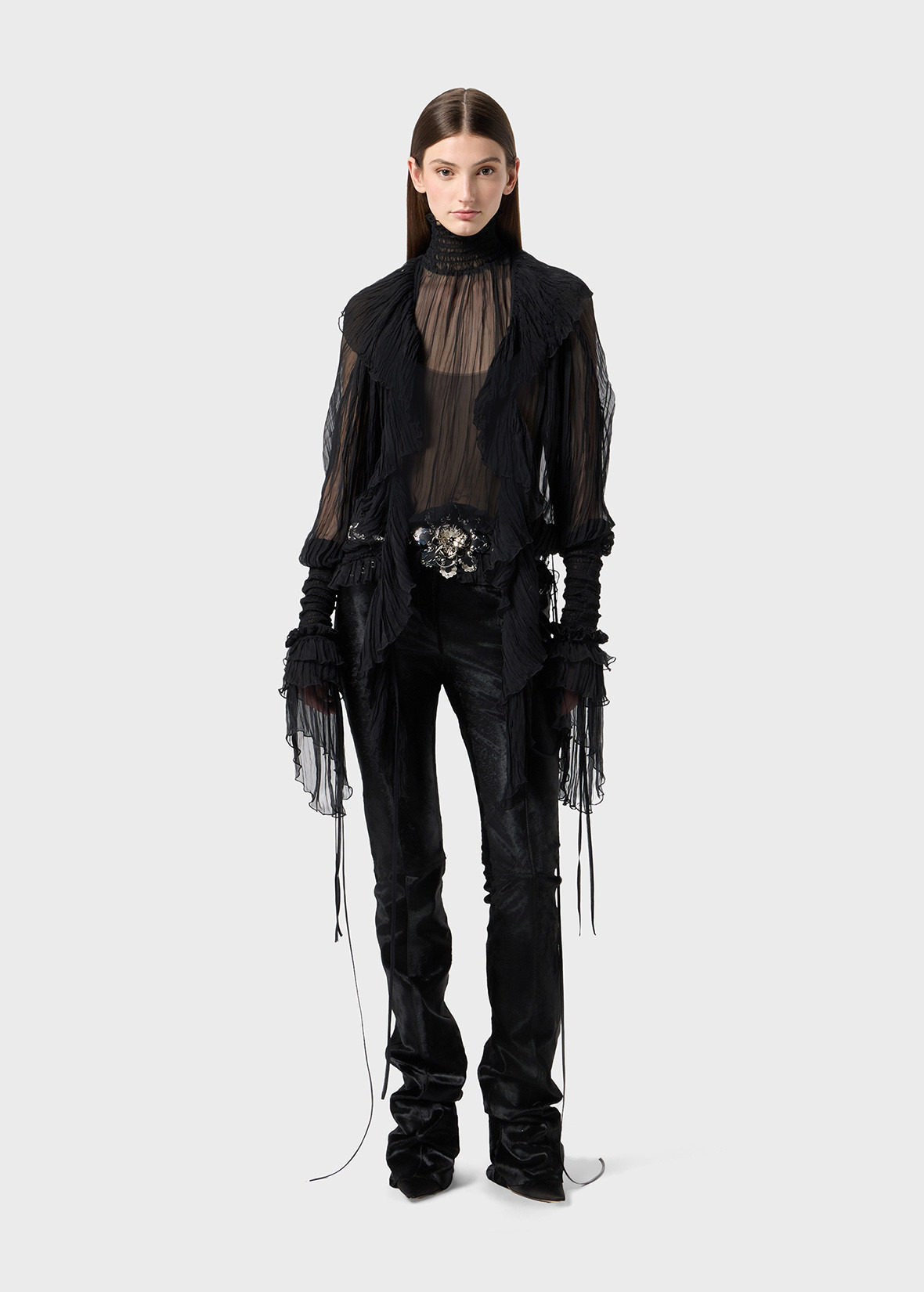 SILK CHIFFON BLOUSE WITH RUFFLES - 2