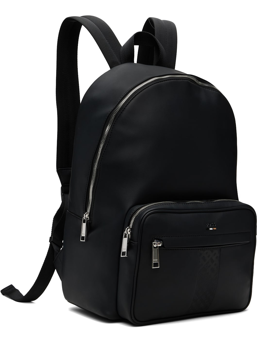Black Structured Signature Trims Backpack - 2