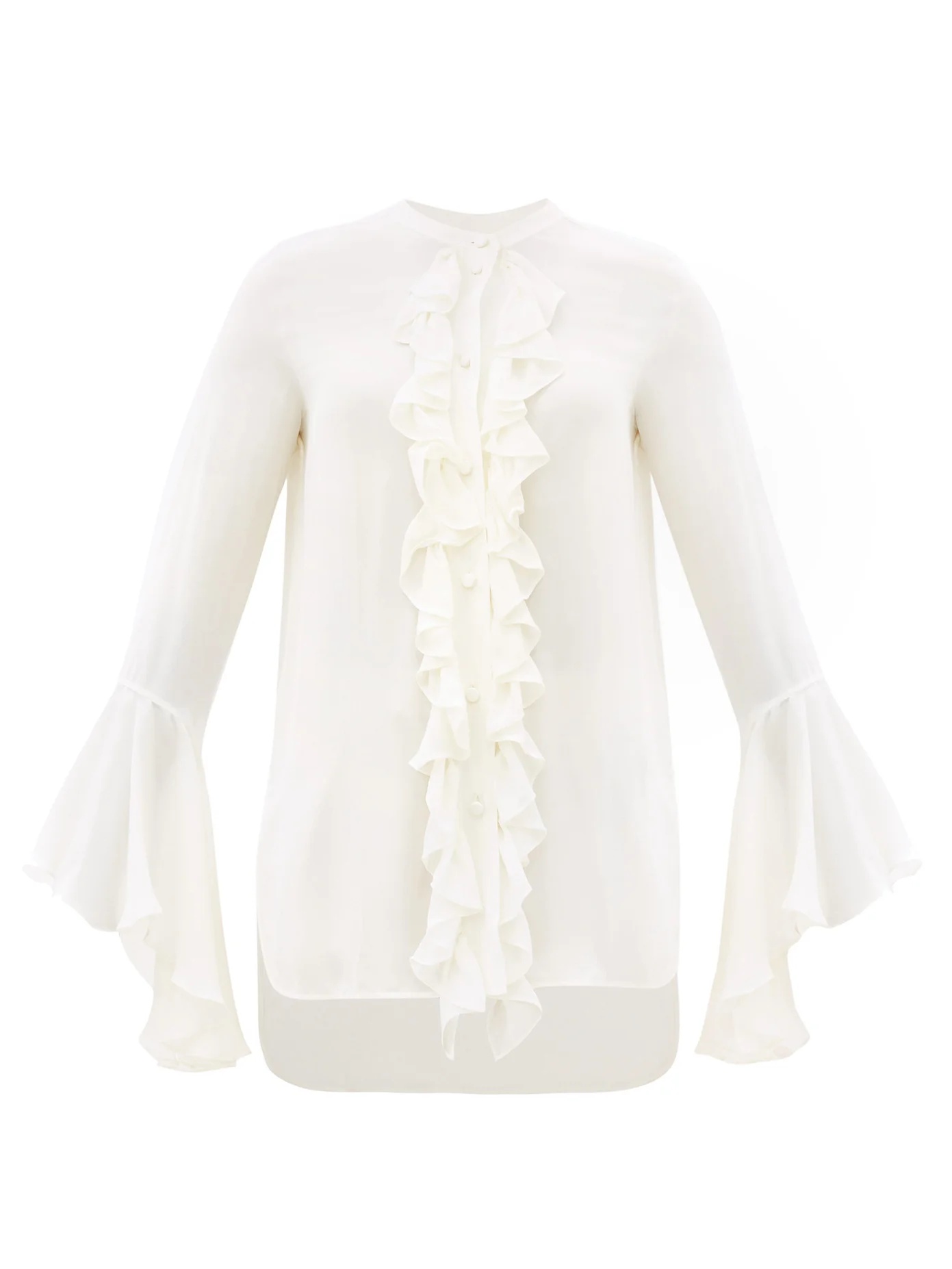 Keith fluted-sleeve ruffled silk-georgette blouse - 1