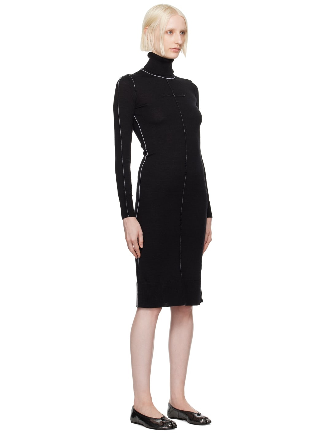 Black Turtleneck Midi Dress - 2