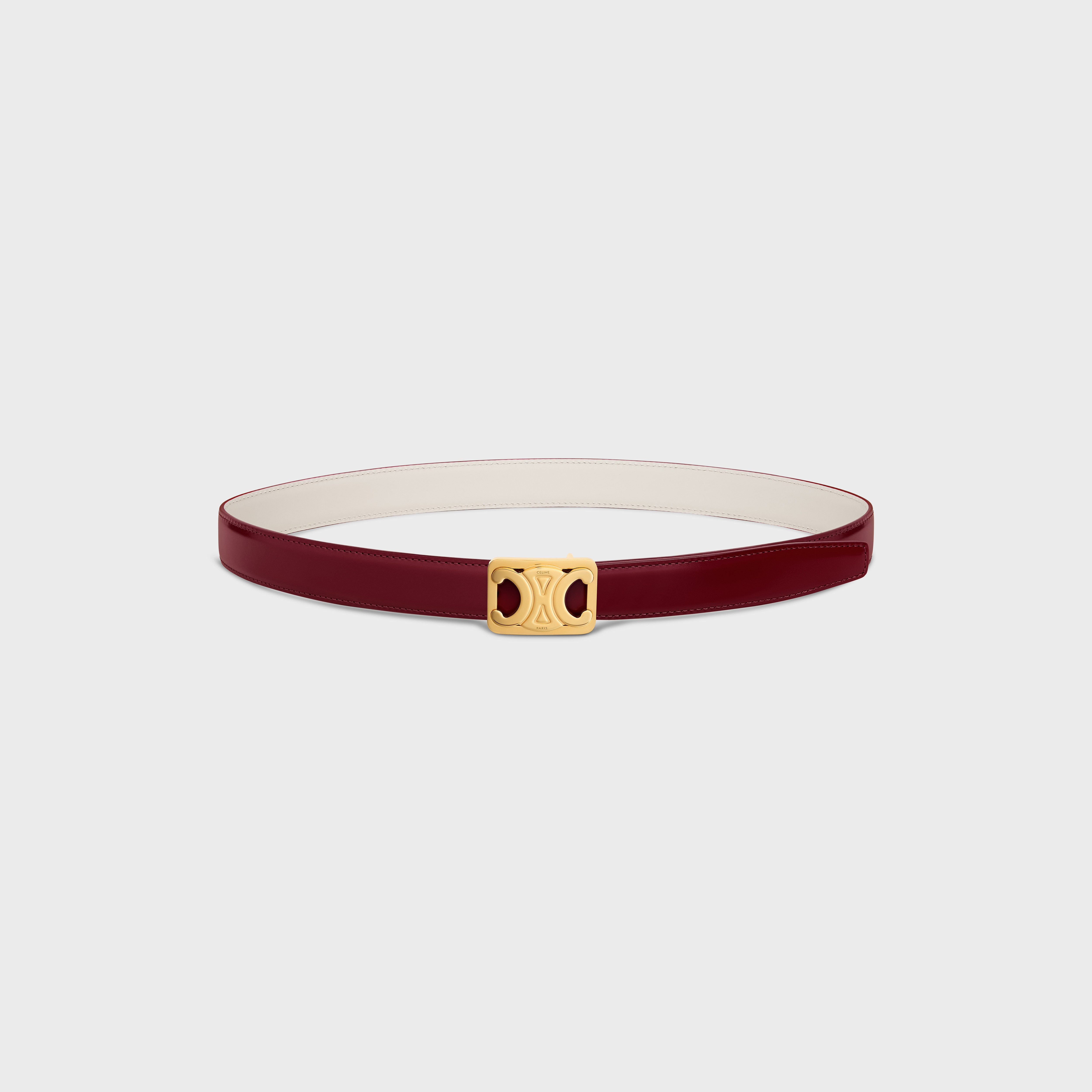MEDIUM REVERSIBLE FRAMED TRIOMPHE BELT in TAURILLON AND NATURAL CALFSKIN - 3
