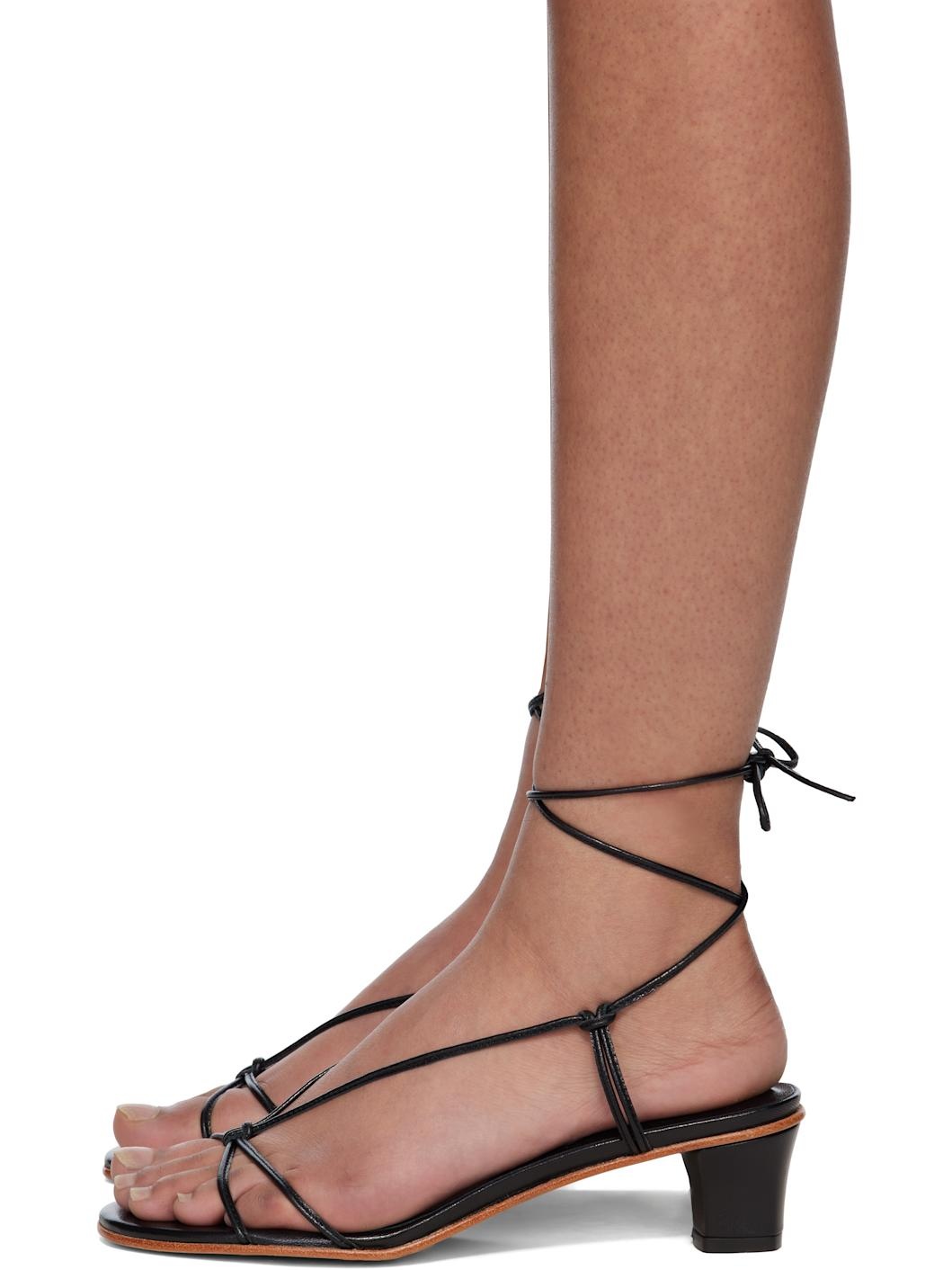 Black Spaghetti Heeled Sandals - 3