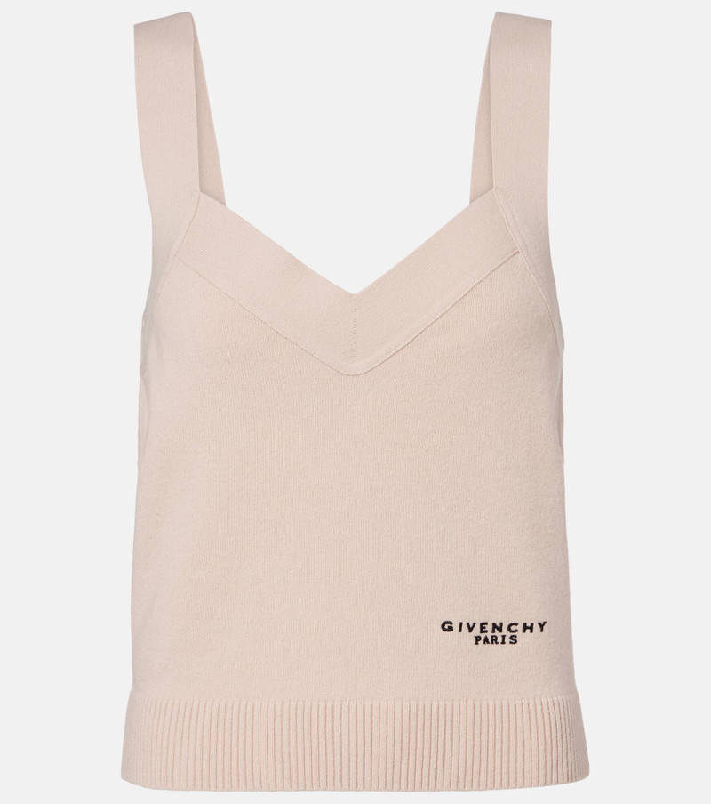 Logo wool and cashmere tank top 1