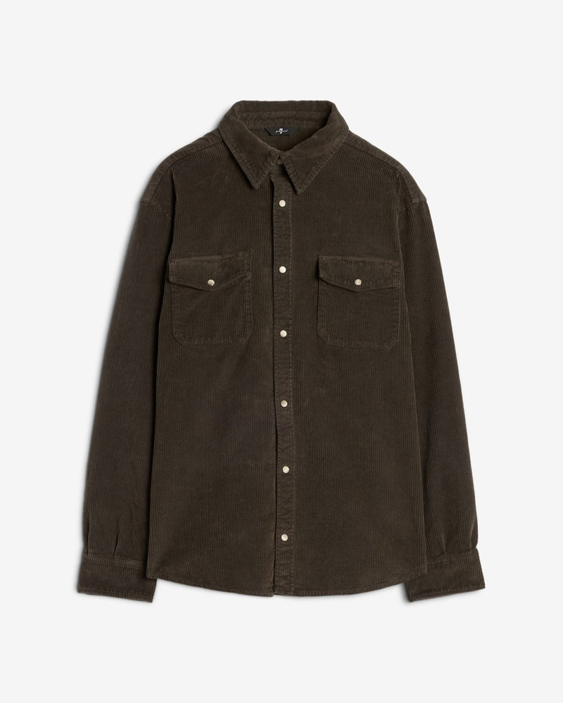 Corduroy Overshirt In Dark Olive 1