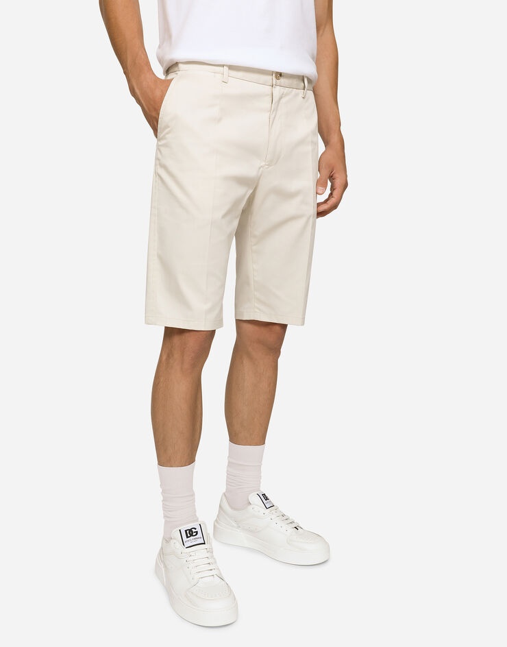 Stretch cotton shorts with DG patch - 4
