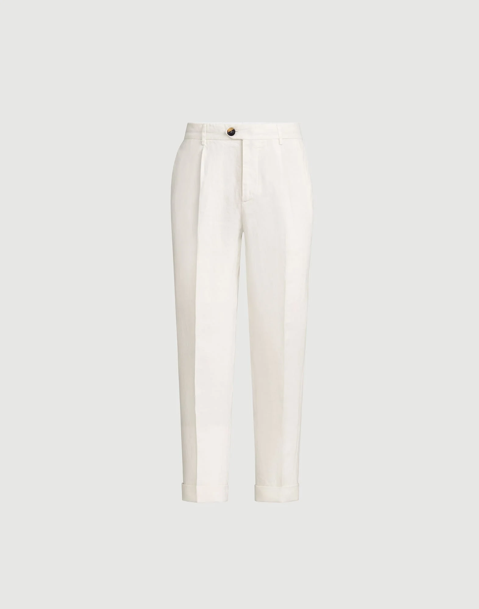 Garment-dyed trousers in linen gabardine with pleat - 1