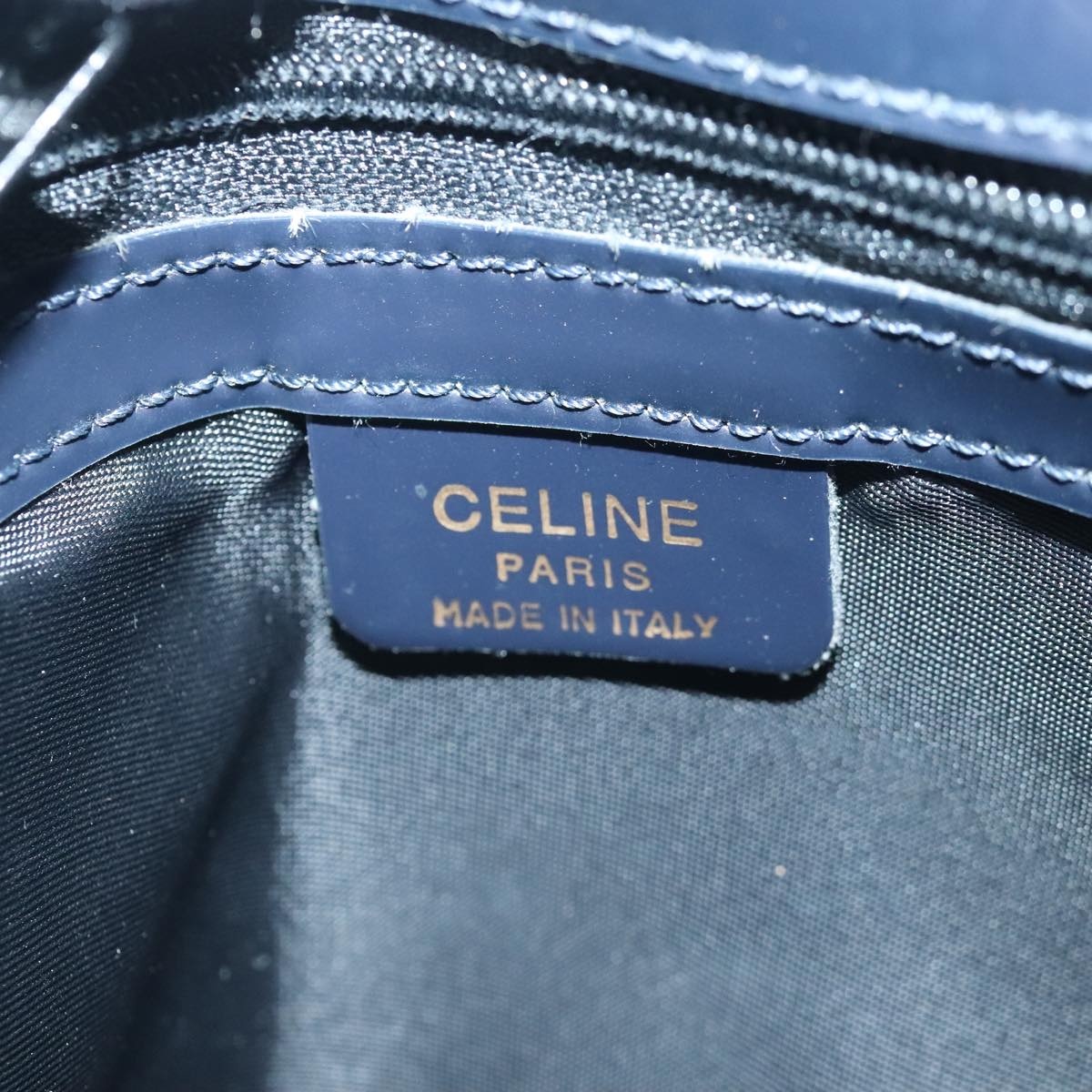 CELINE Circle Shoulder Bag Enamel Navy Silver - 15
