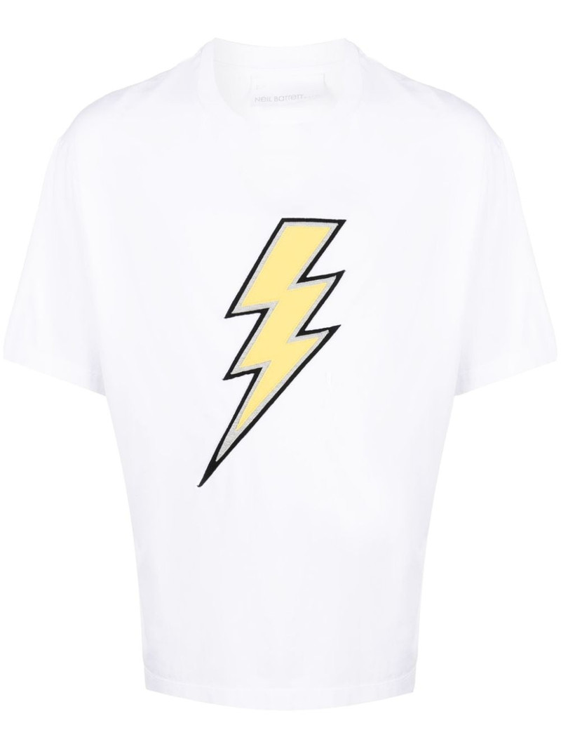 Thunderbolt-embroidered cotton T-shirt 1
