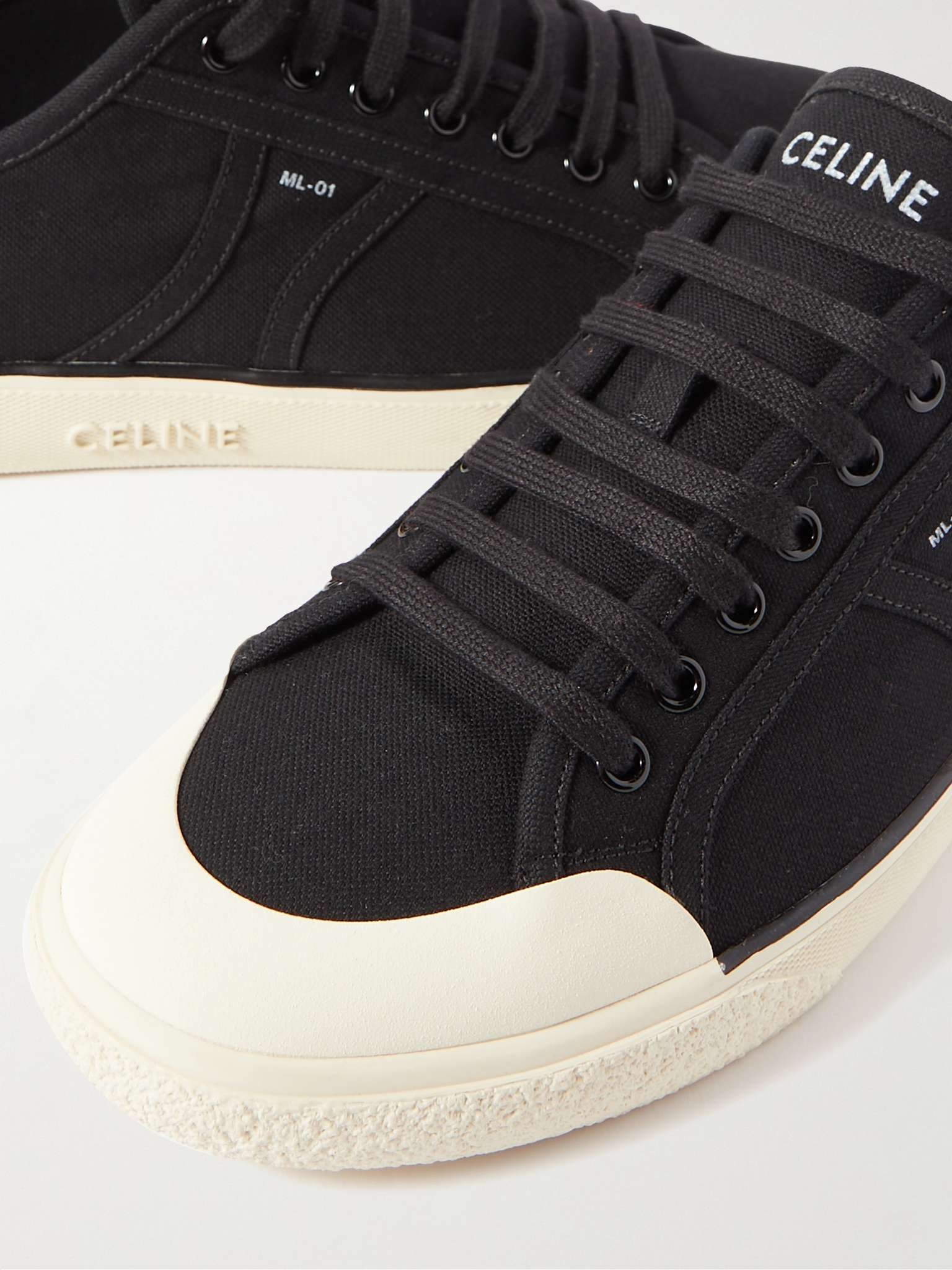 CELINE Logo Print Leather Trimmed Canvas Sneakers mrporter REVERSIBLE