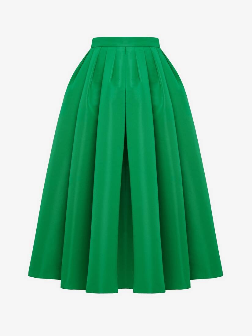 Women's Gathered Midi Skirt in Bright Green - 1