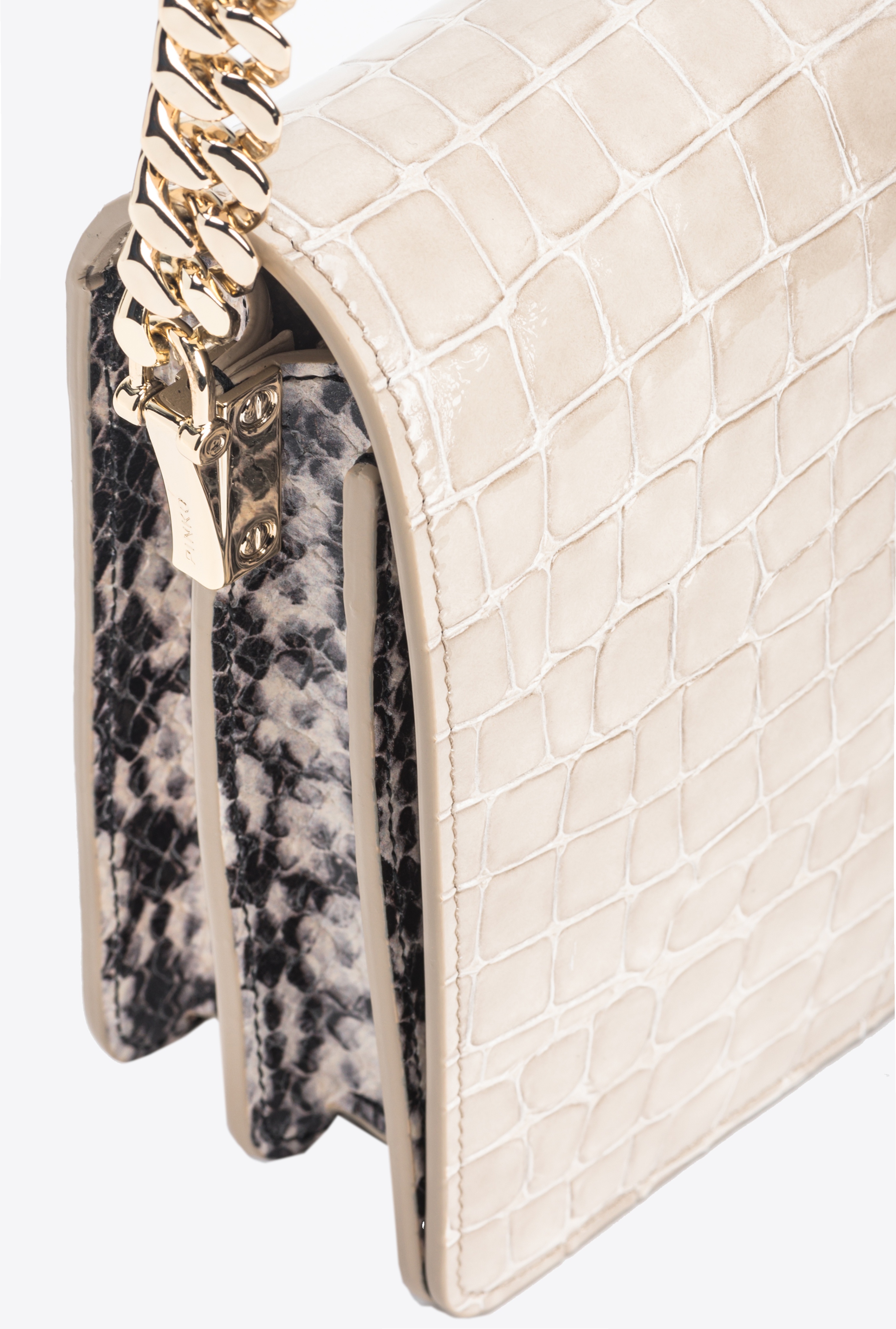 PINKO GALLERIA CLASSIC LOVE BAG CLICK IN CROCODILE- AND REPTILE-PRINT LEATHER - 6