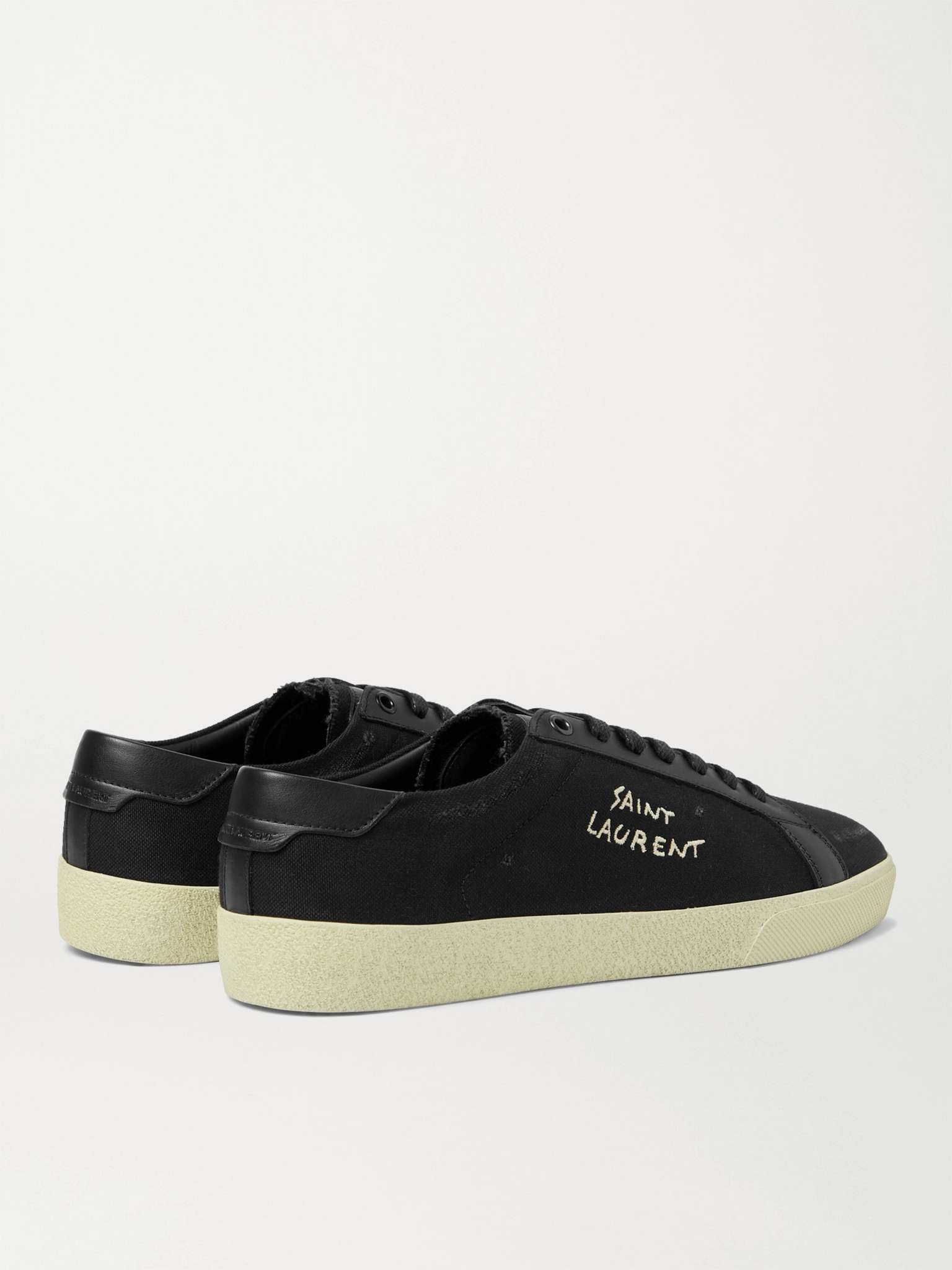 Court Classic SL/06 Leather-Trimmed Logo-Embroidered Distressed Canvas Sneakers - 5