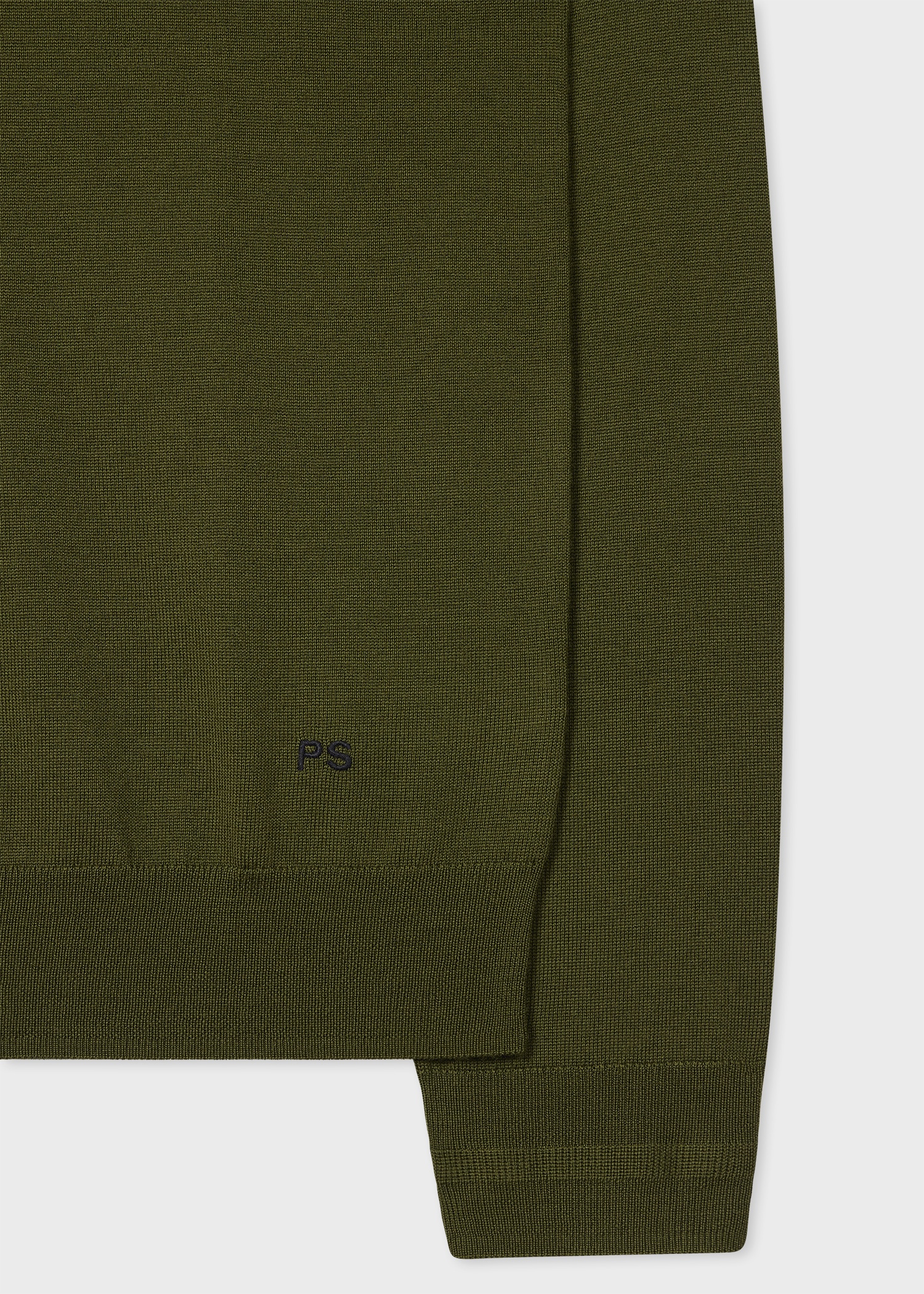 Khaki Merino Wool Polo Sweater - 2
