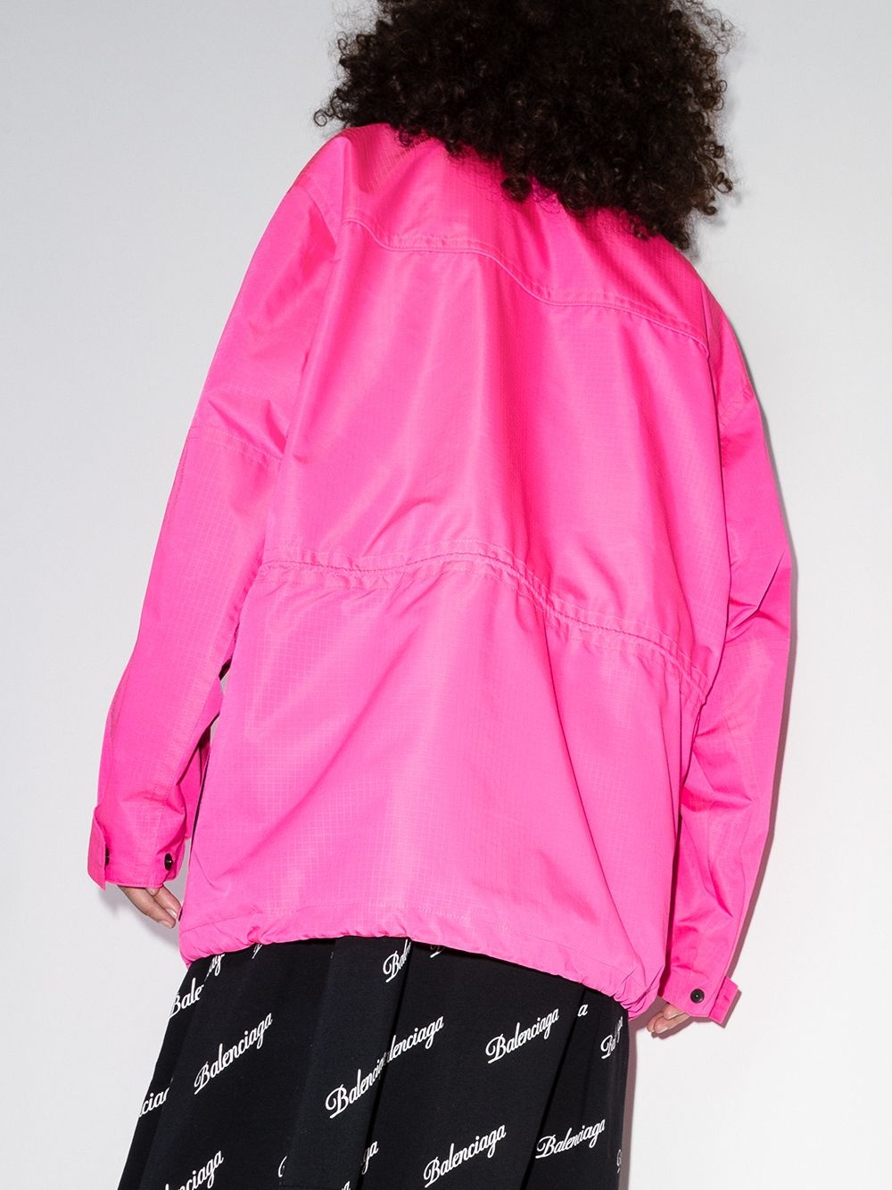 logo-embroidered oversized jacket - 3