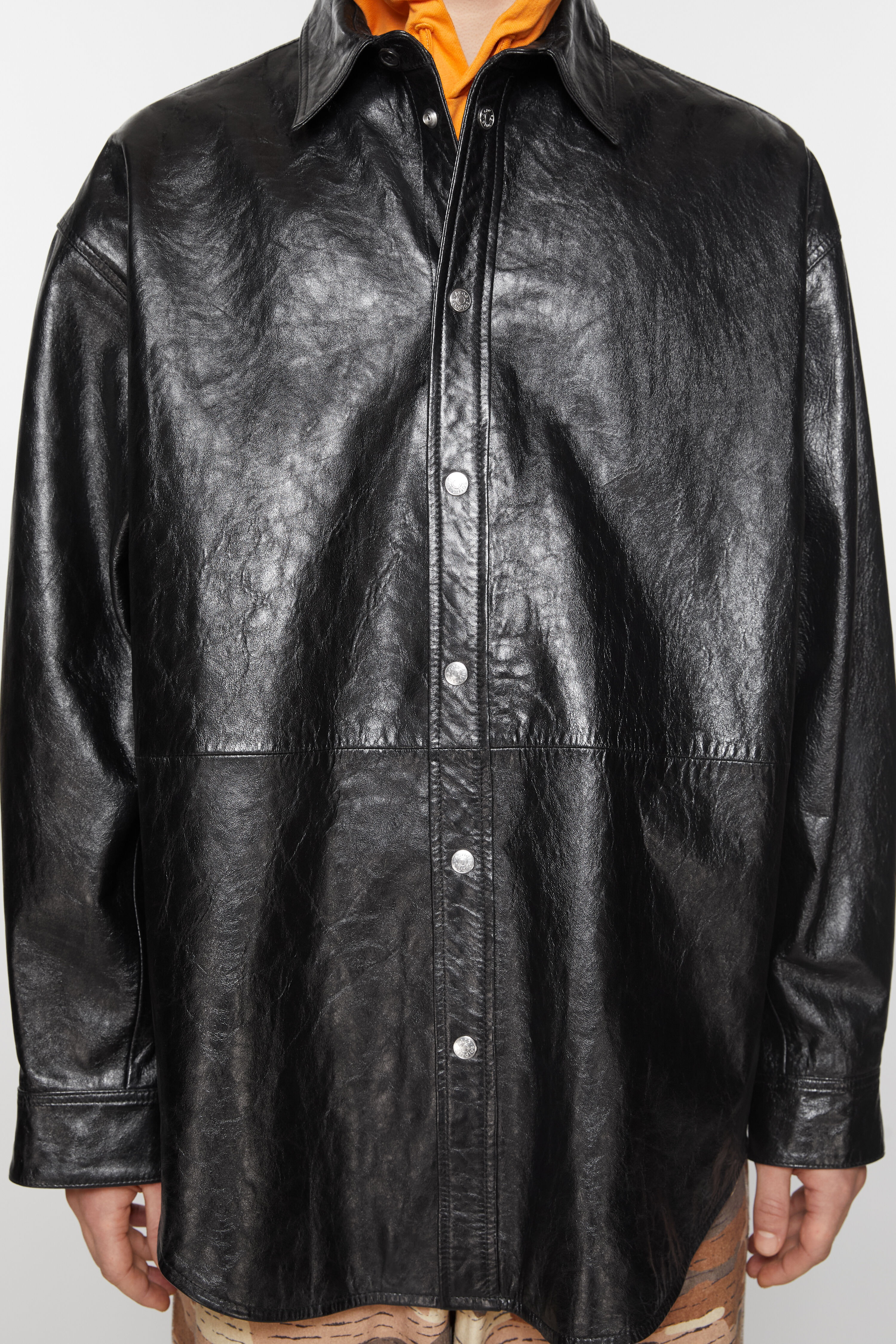 Leather shirt jacket - Black - 5