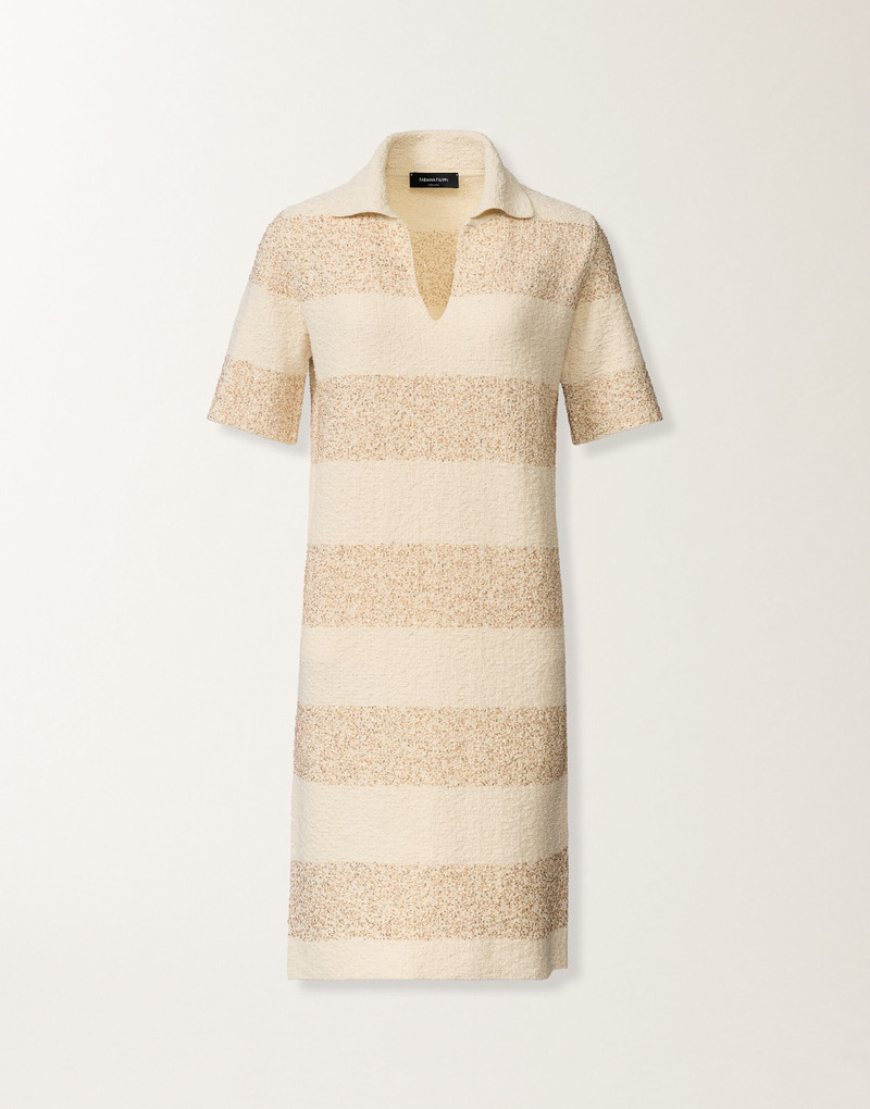 Striped cotton tweed dress with sequins 1