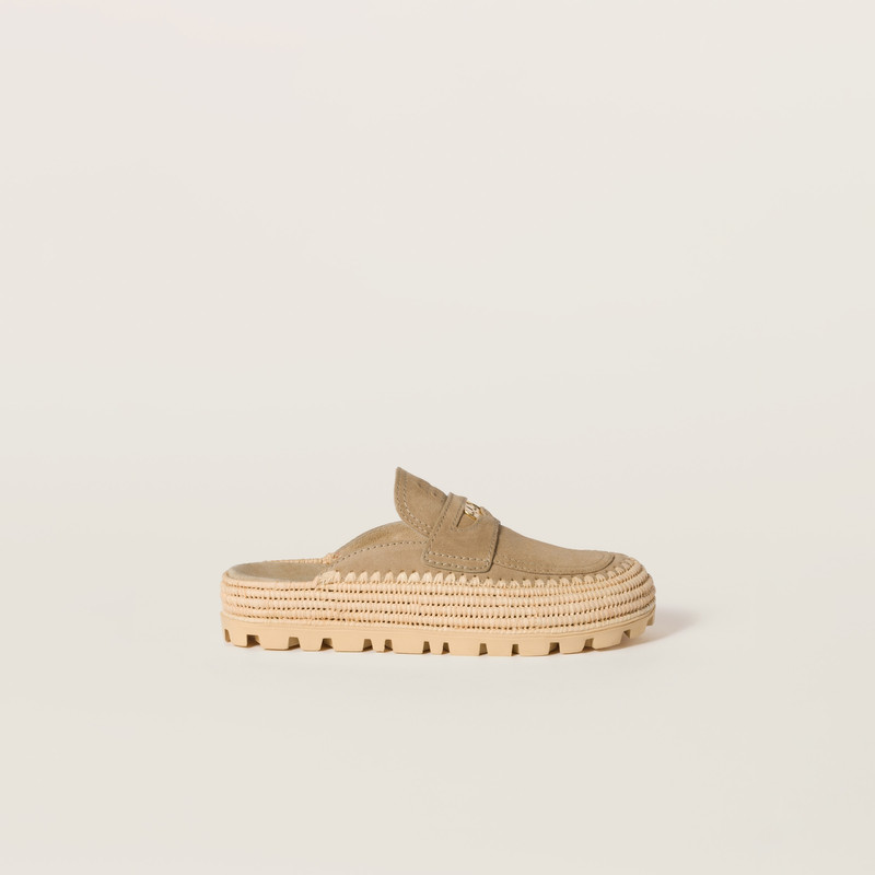 Suede and raffia flatform mules 2